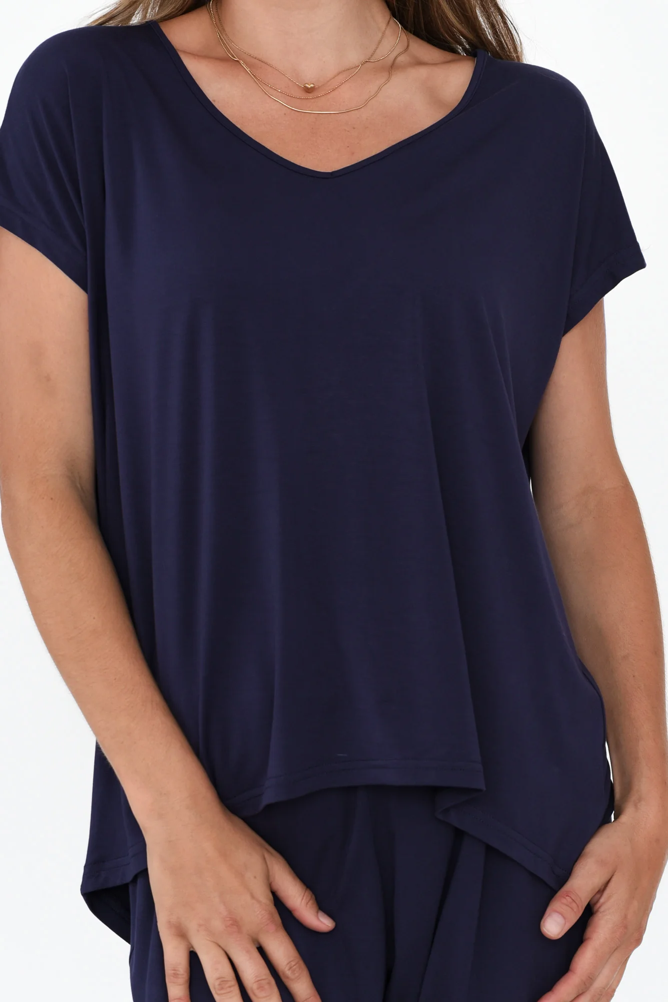 Jenner Navy V Neck Tee