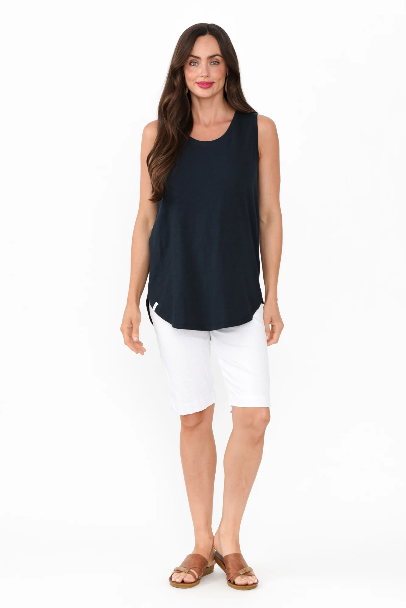 Navy Cotton Scoop Tank