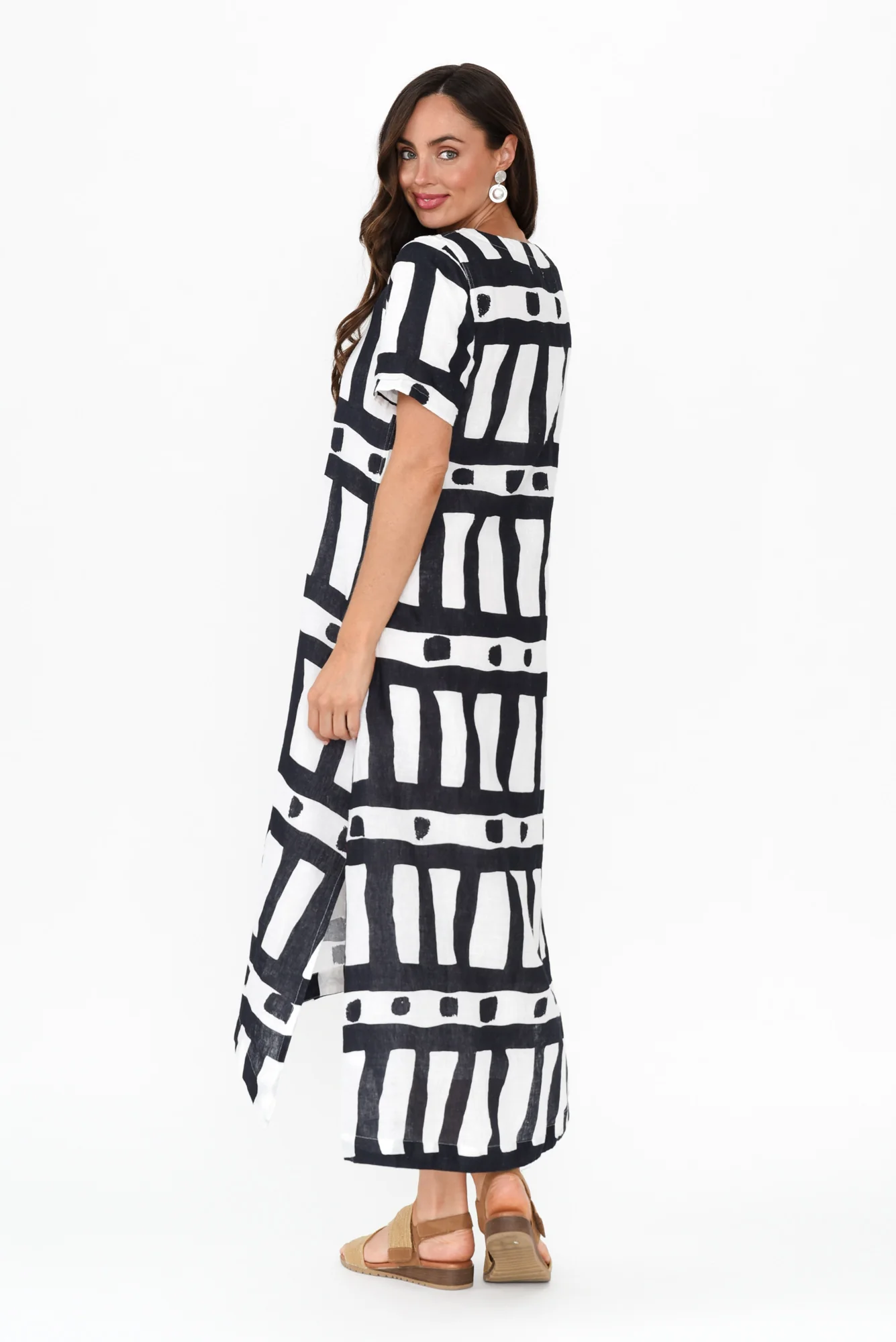 Posie Navy Geo Linen Tee Dress