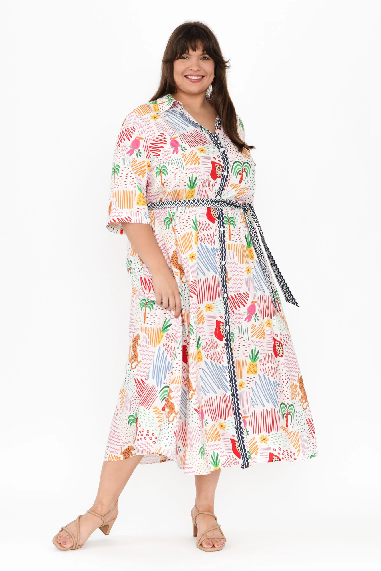 Grace Pink Jungle Cotton Poplin Dress