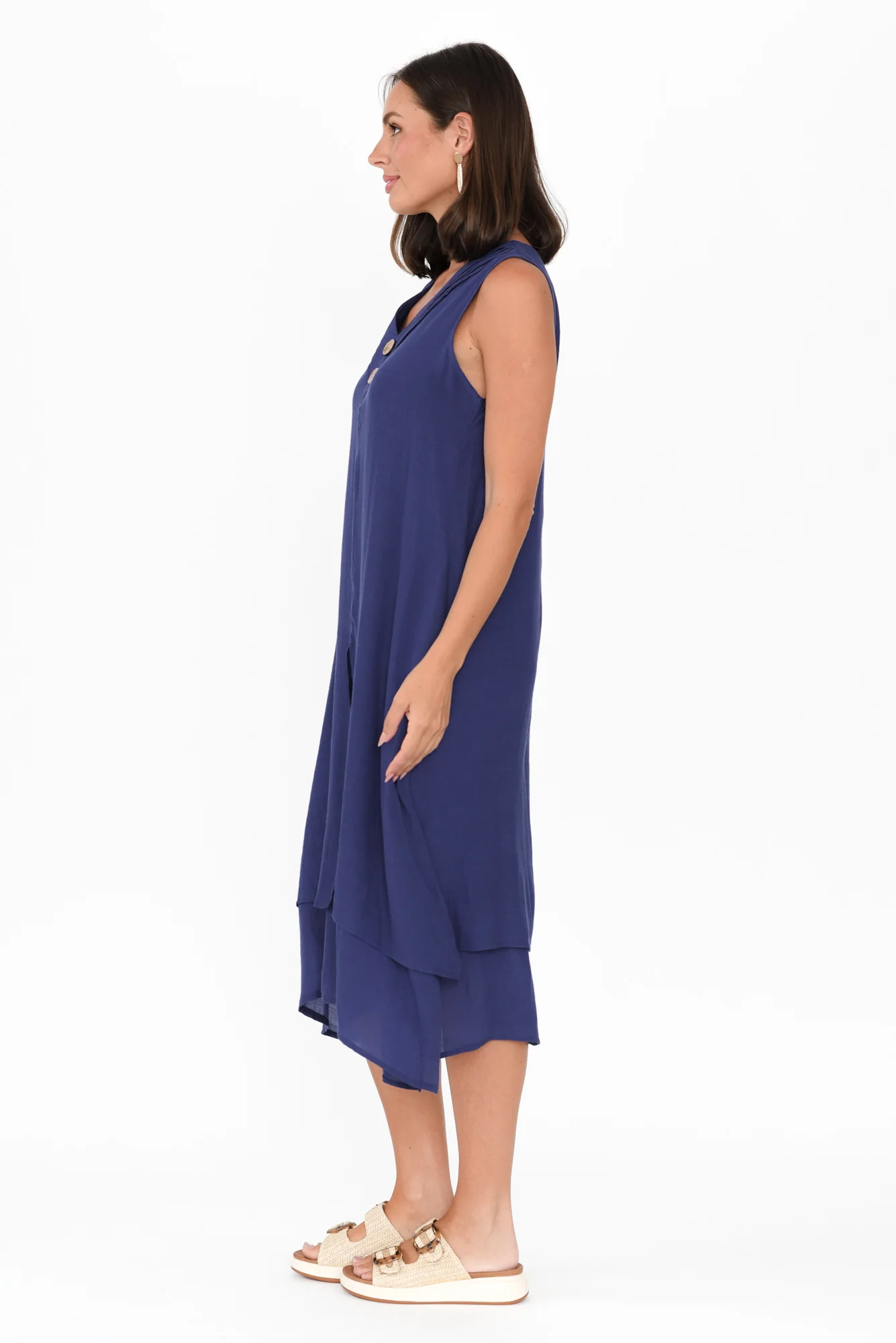 Gutha Cobalt Cotton Blend Layer Dress