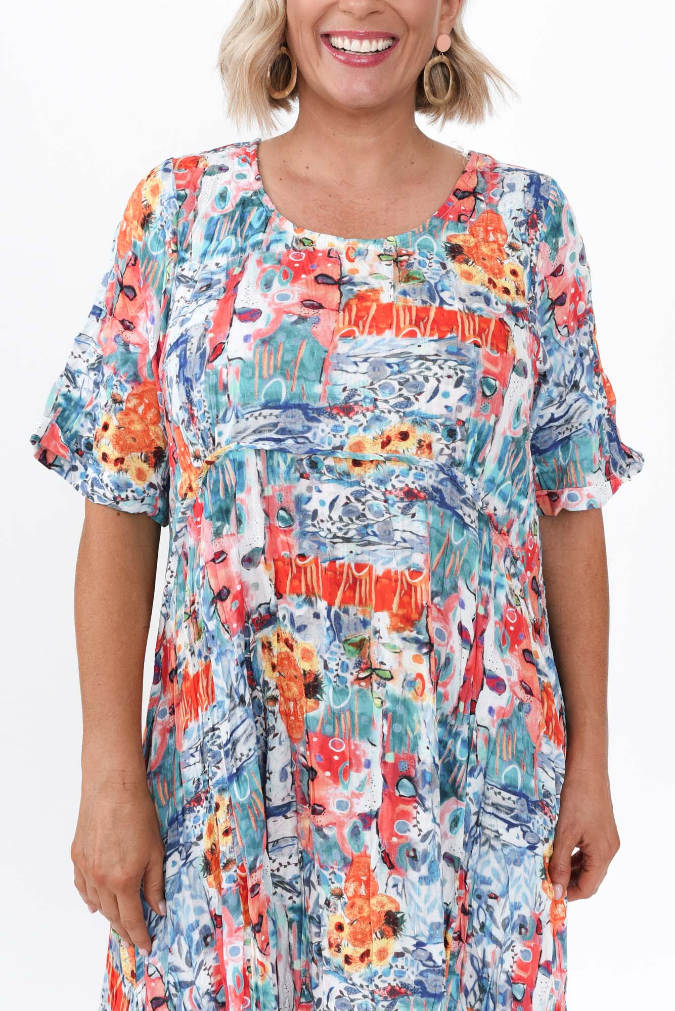 Soraya Blue Garden Linen Blend Dress