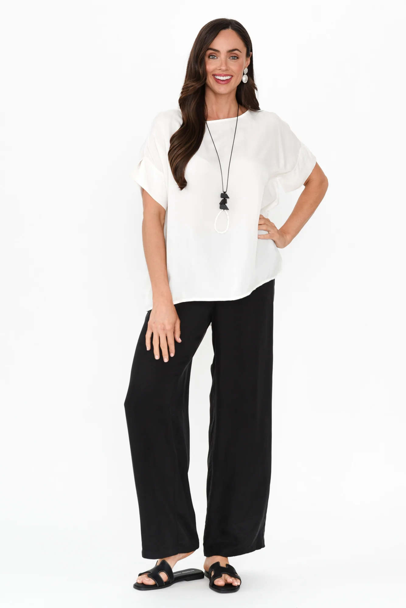 Greta Ivory Cupro Top