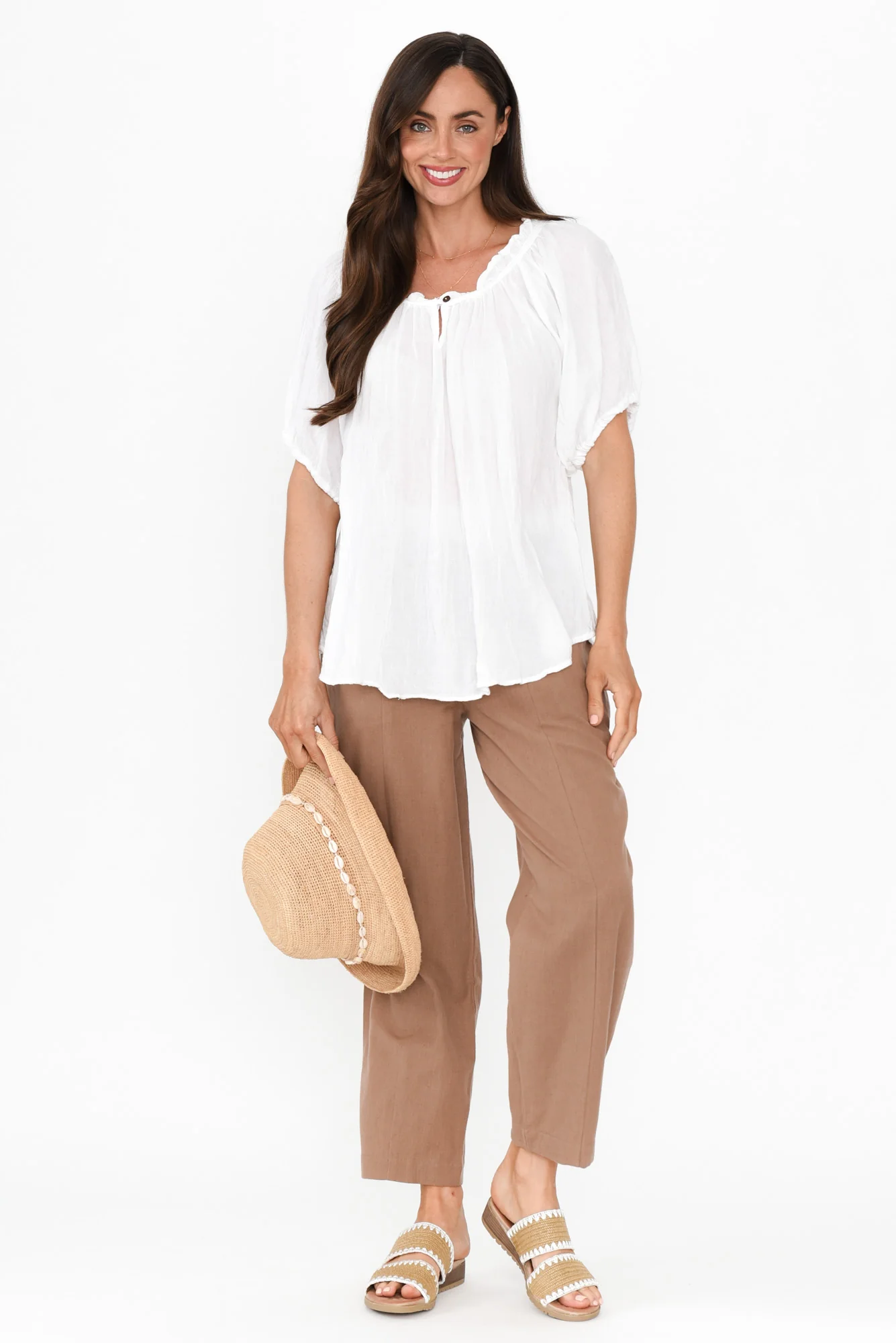 Akemi Mocha Cotton Blend Pocket Pants