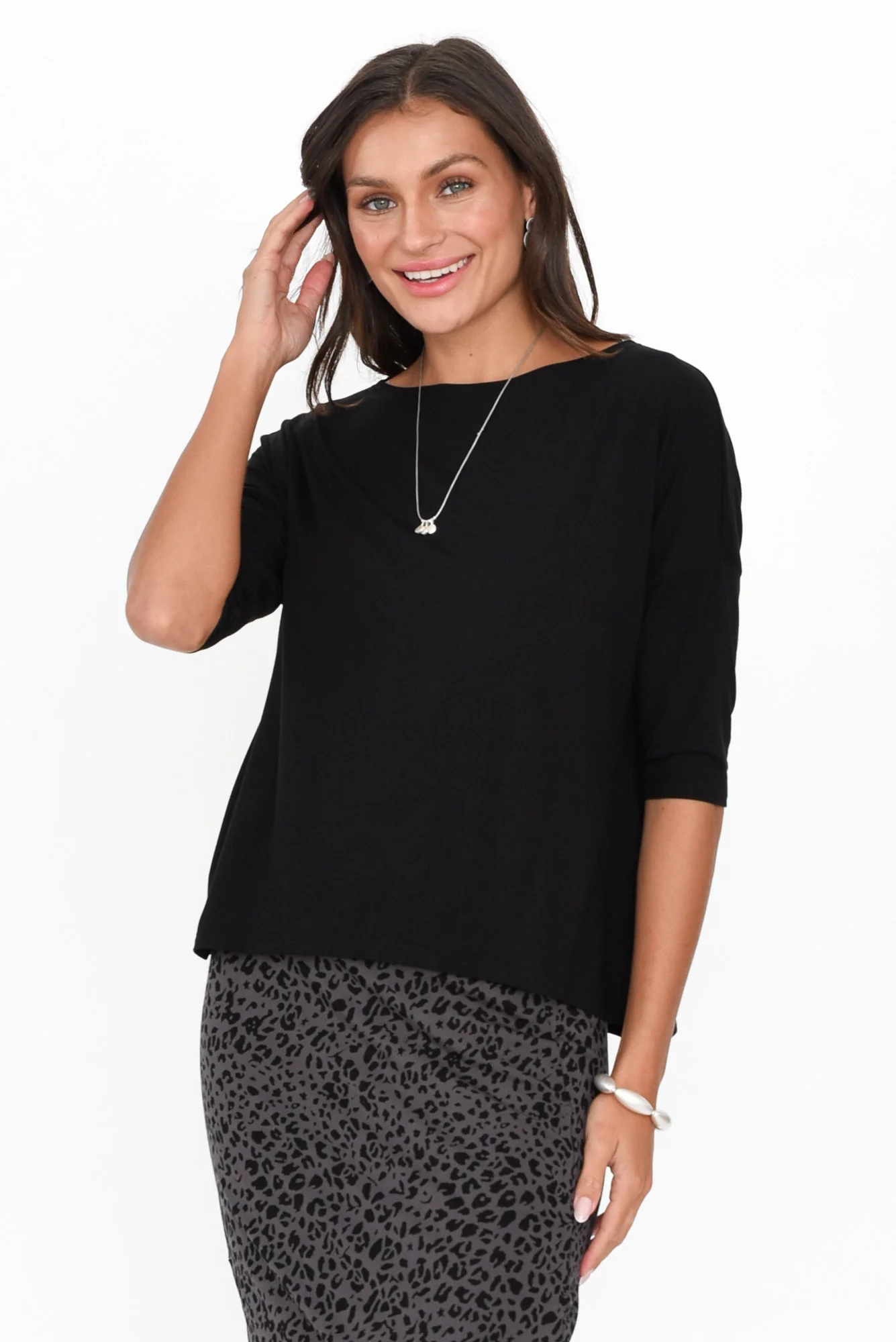 Camila Black Bamboo Top