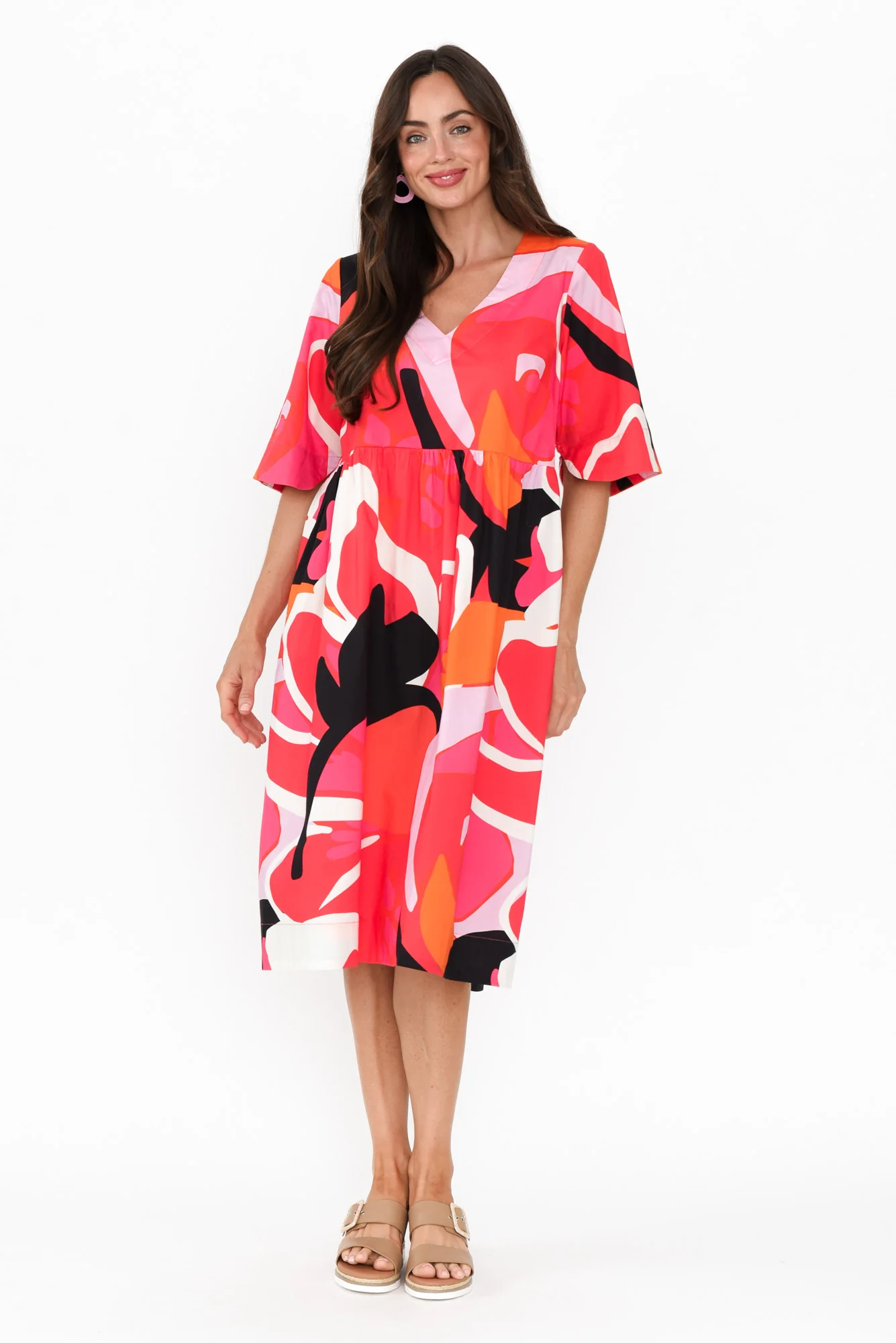 Brightside Pink Abstract Cotton Dress