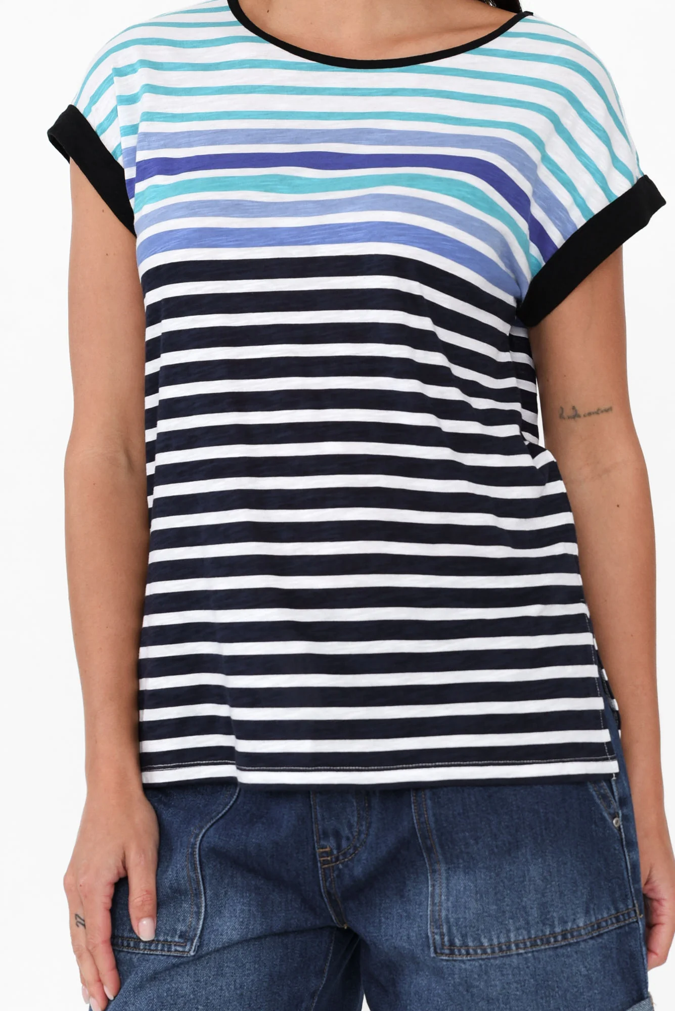Gracie Blue Stripe Cotton Tee