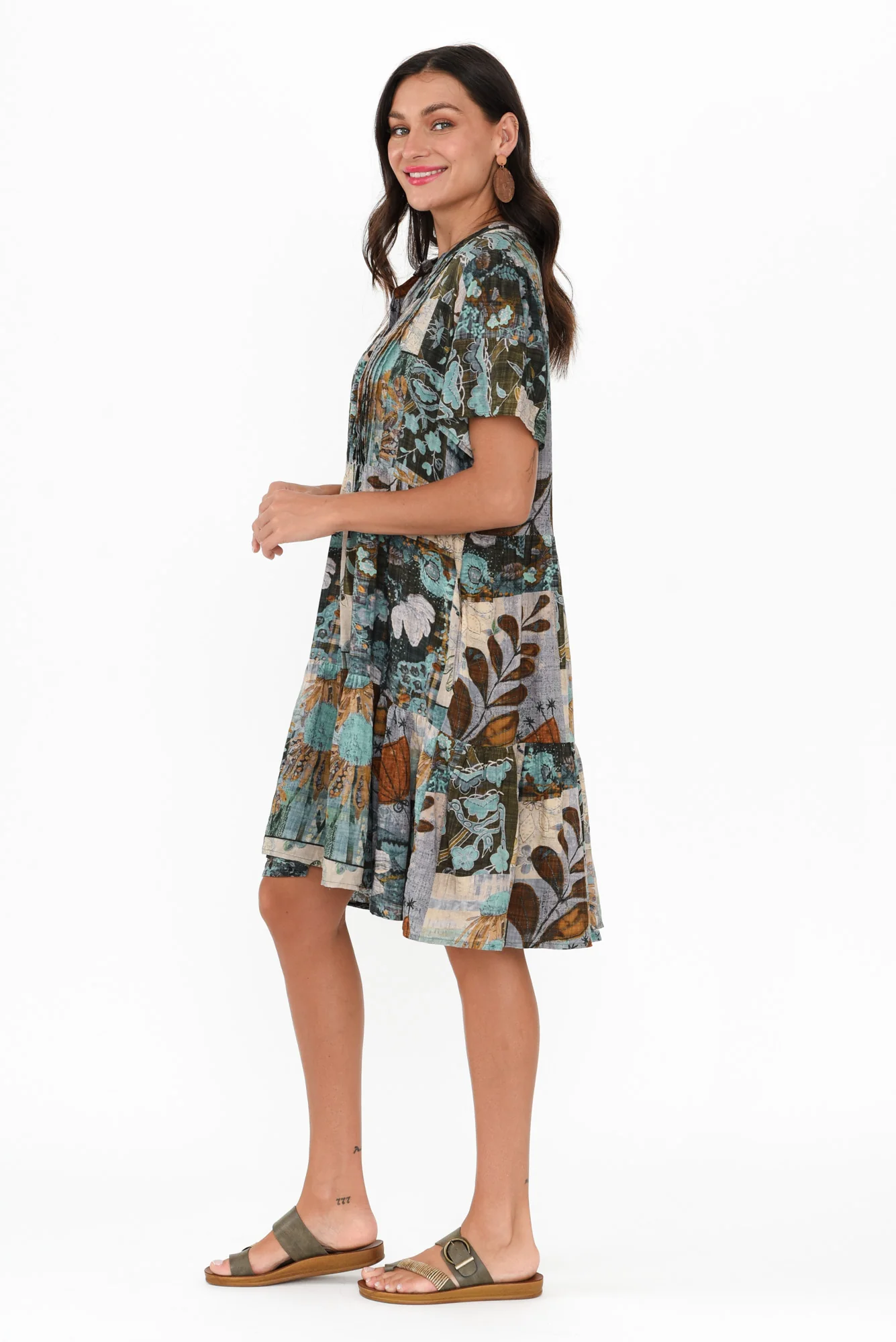 Dora Blue Floral Pleated Dress