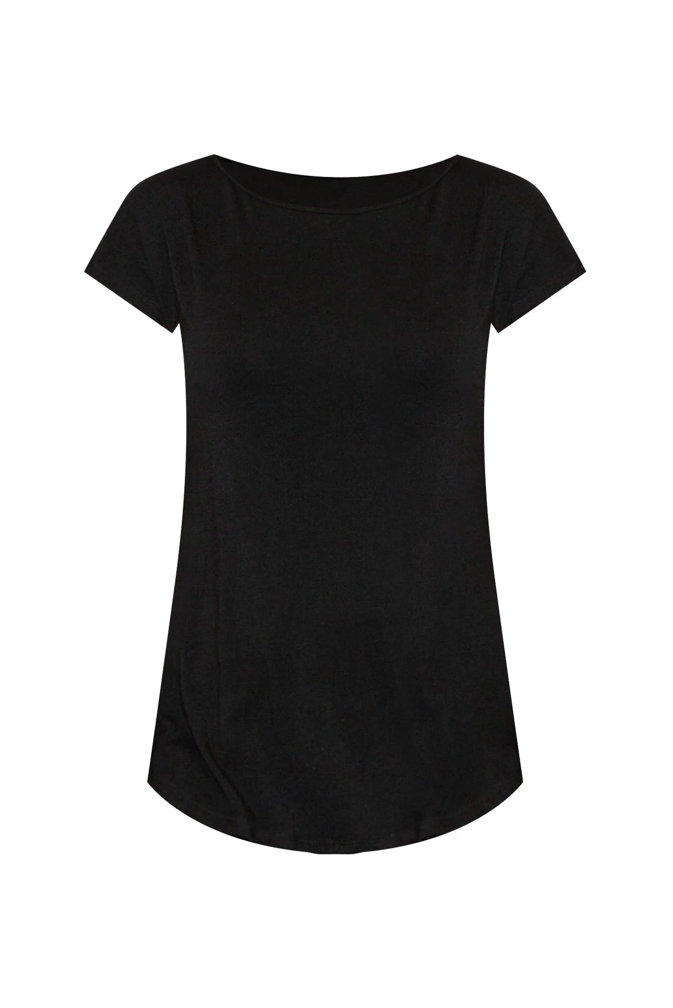 Pia Black Bamboo Boatneck Tee