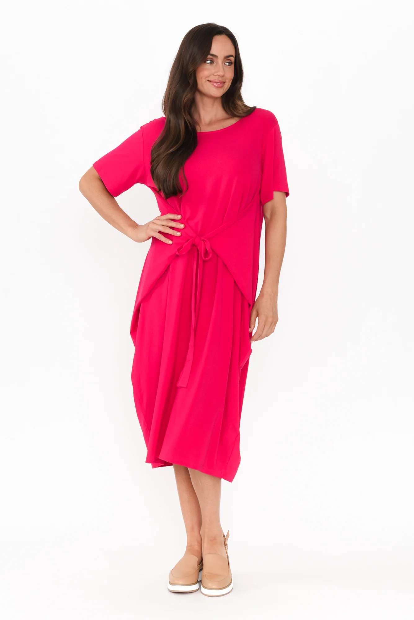 Tidal Raspberry Layered Bamboo Dress