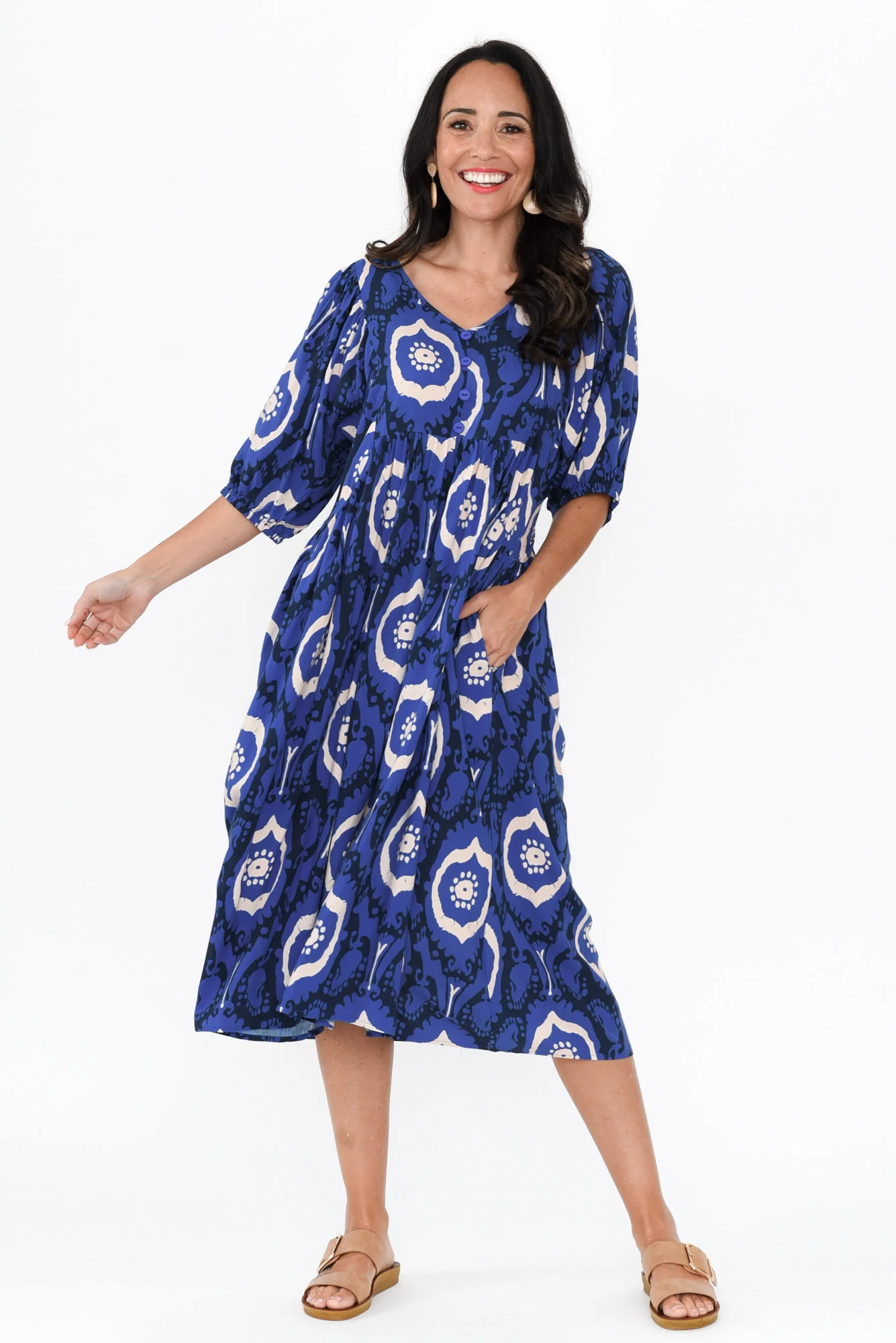Pansy Blue Paisley Pocket Dress