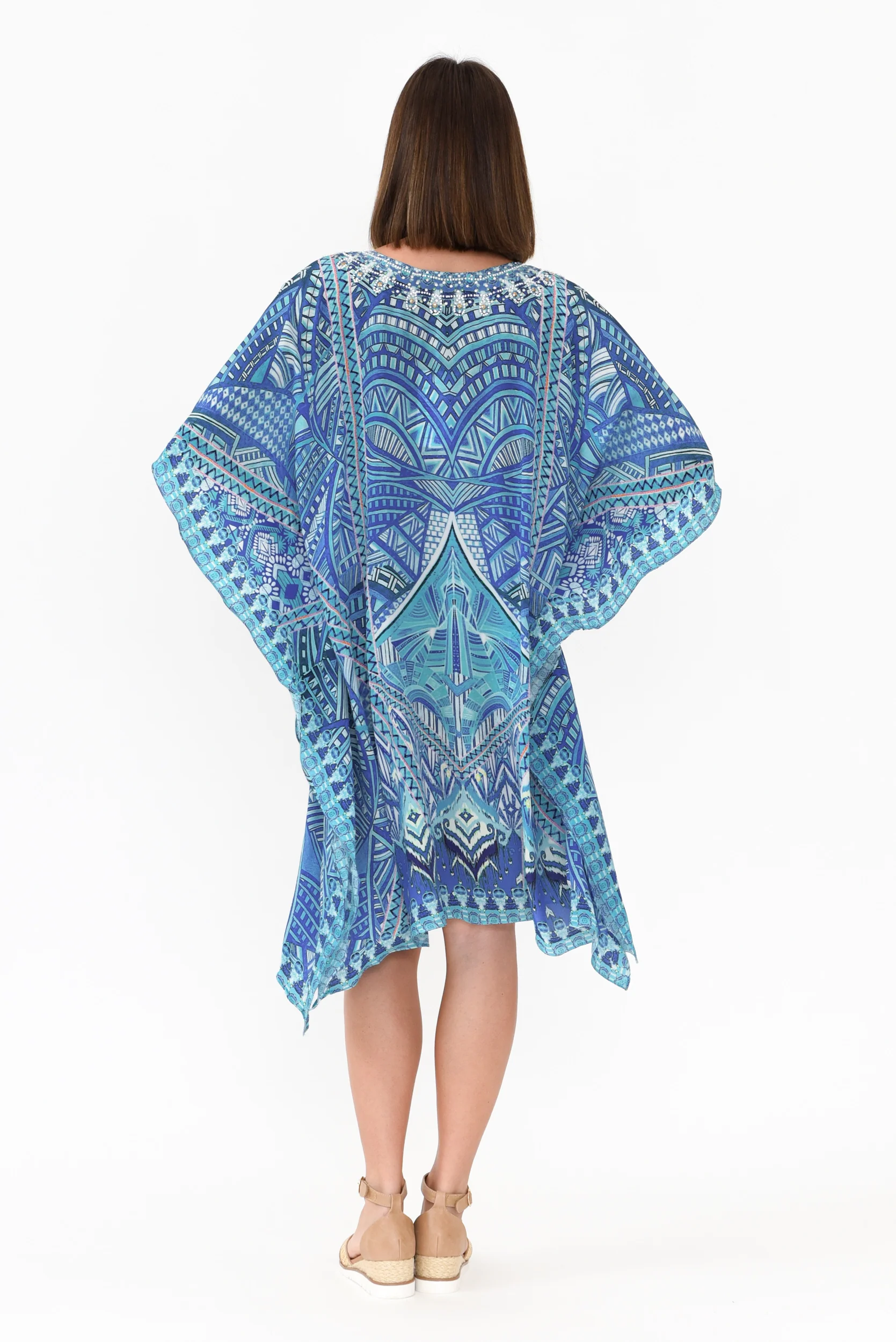 Emen Blue Silk Kaftan