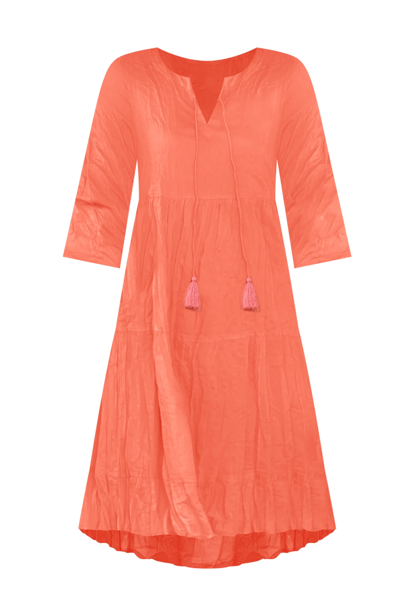Milana Peach Crinkle Cotton Dress