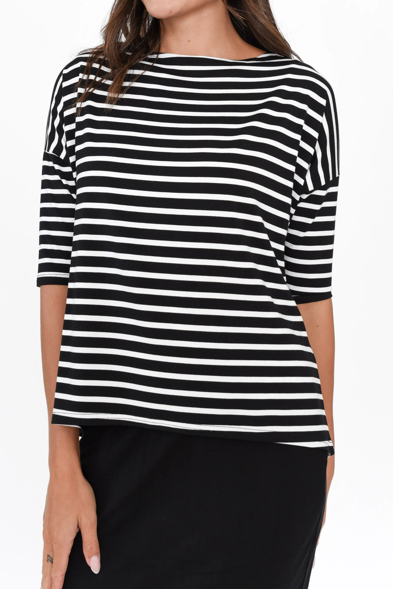 Camila Black Stripe Bamboo Top