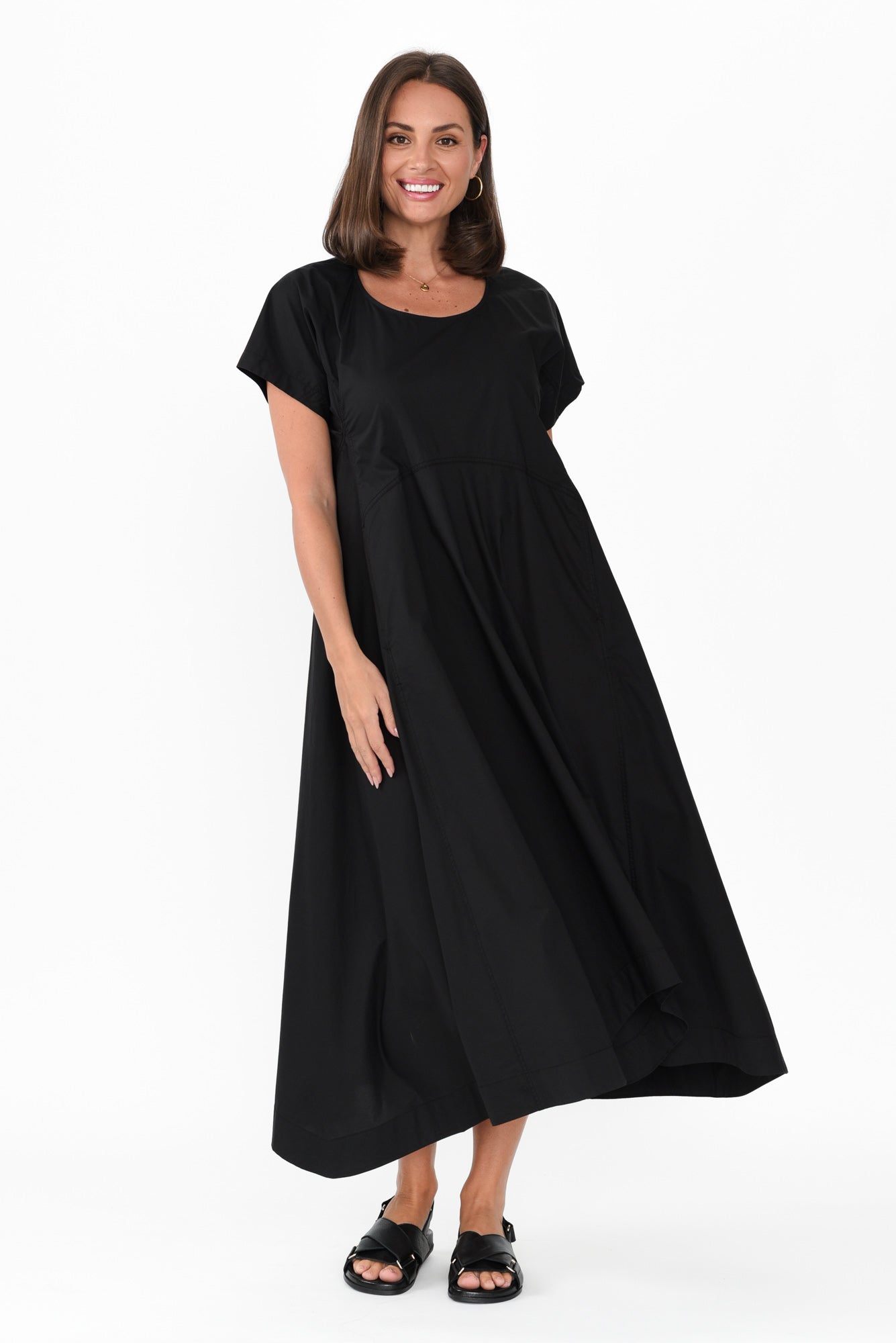 Harlyn Black Cotton Tulip Dress