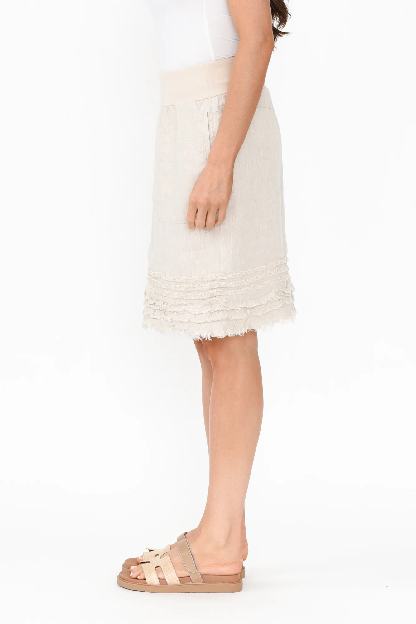 Phillipa Natural Ruffle Hem Skirt