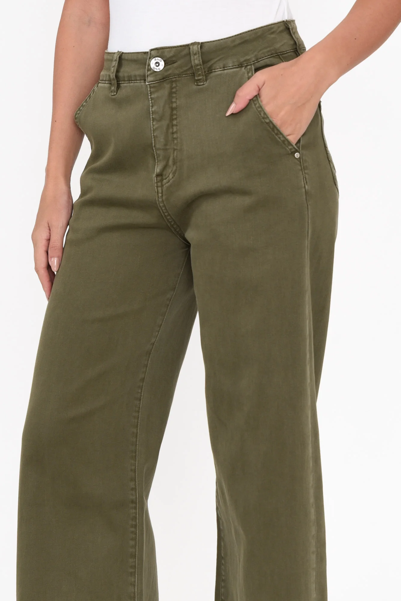Scarlett Khaki Wide Leg Denim Pants