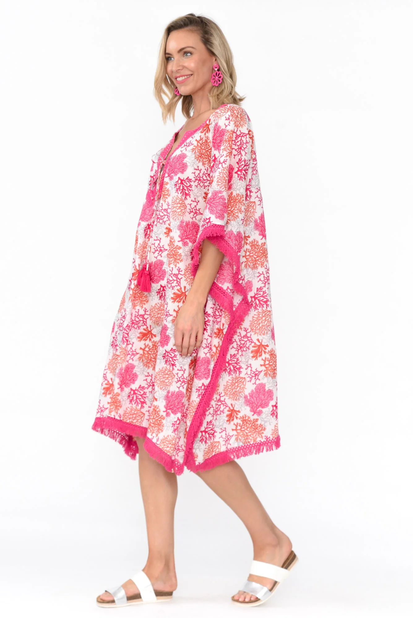 Bedarra Pink Coral Cotton Kaftan