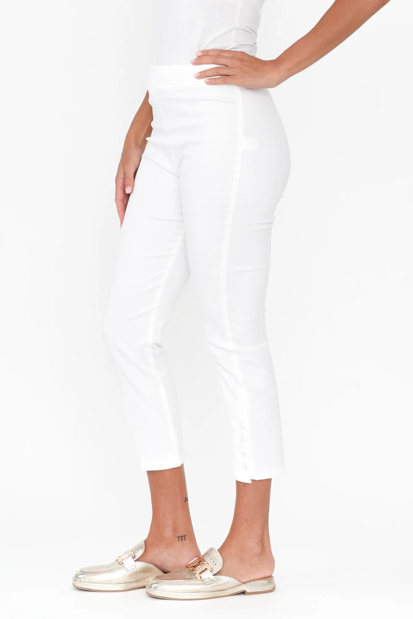 Meyer White Cotton Blend Pants