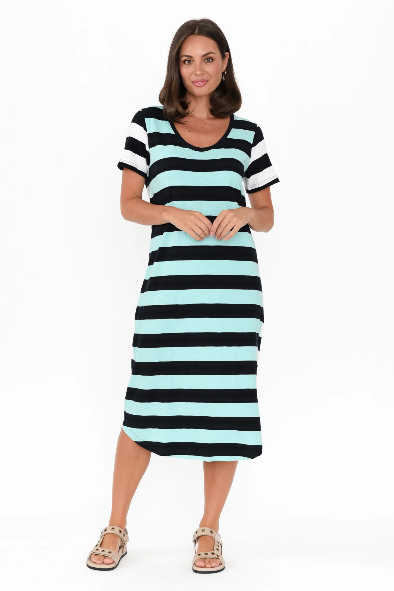 Mercury Blue Stripe Cotton Dress