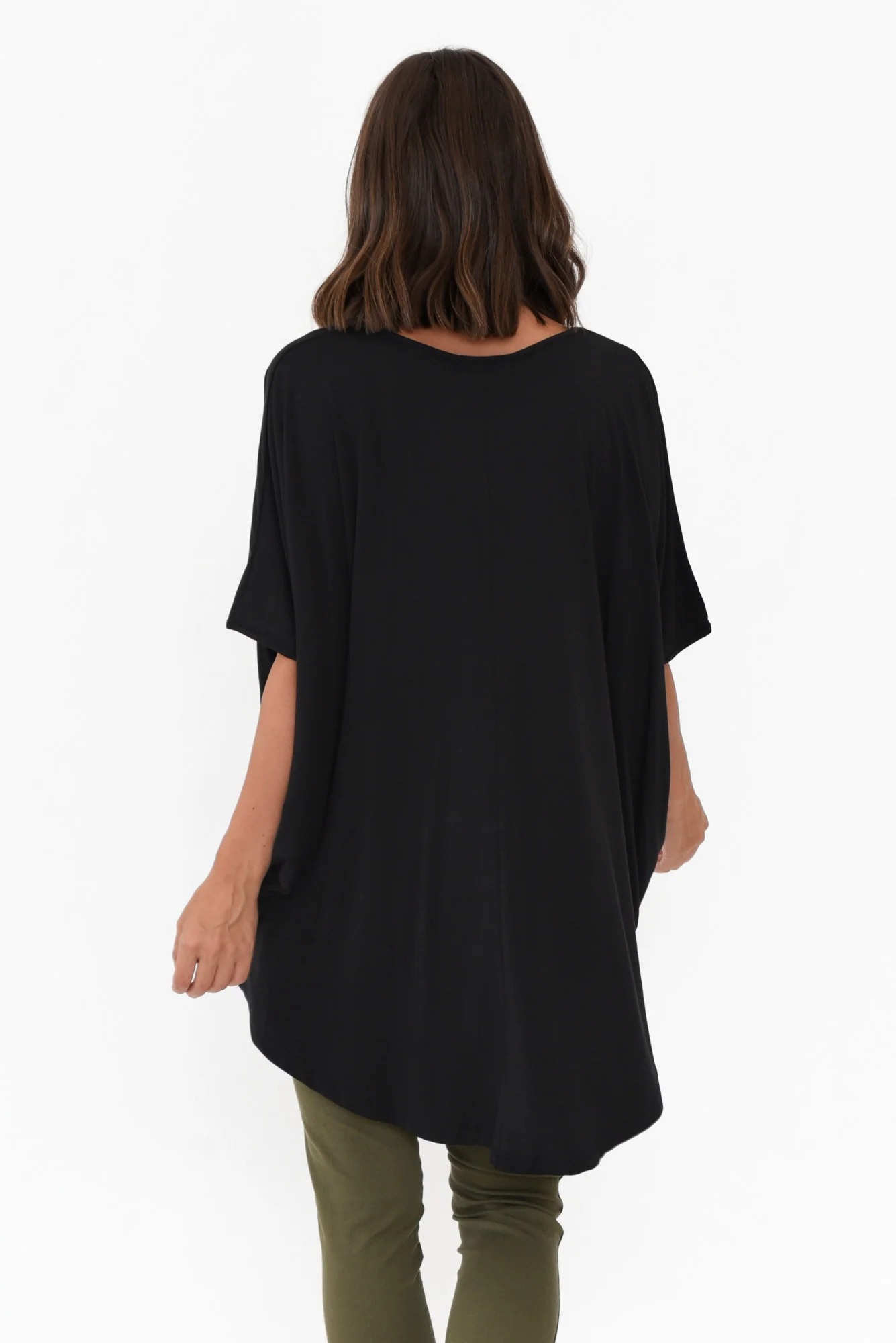 Emory Black Bamboo Hi Lo Batwing Top