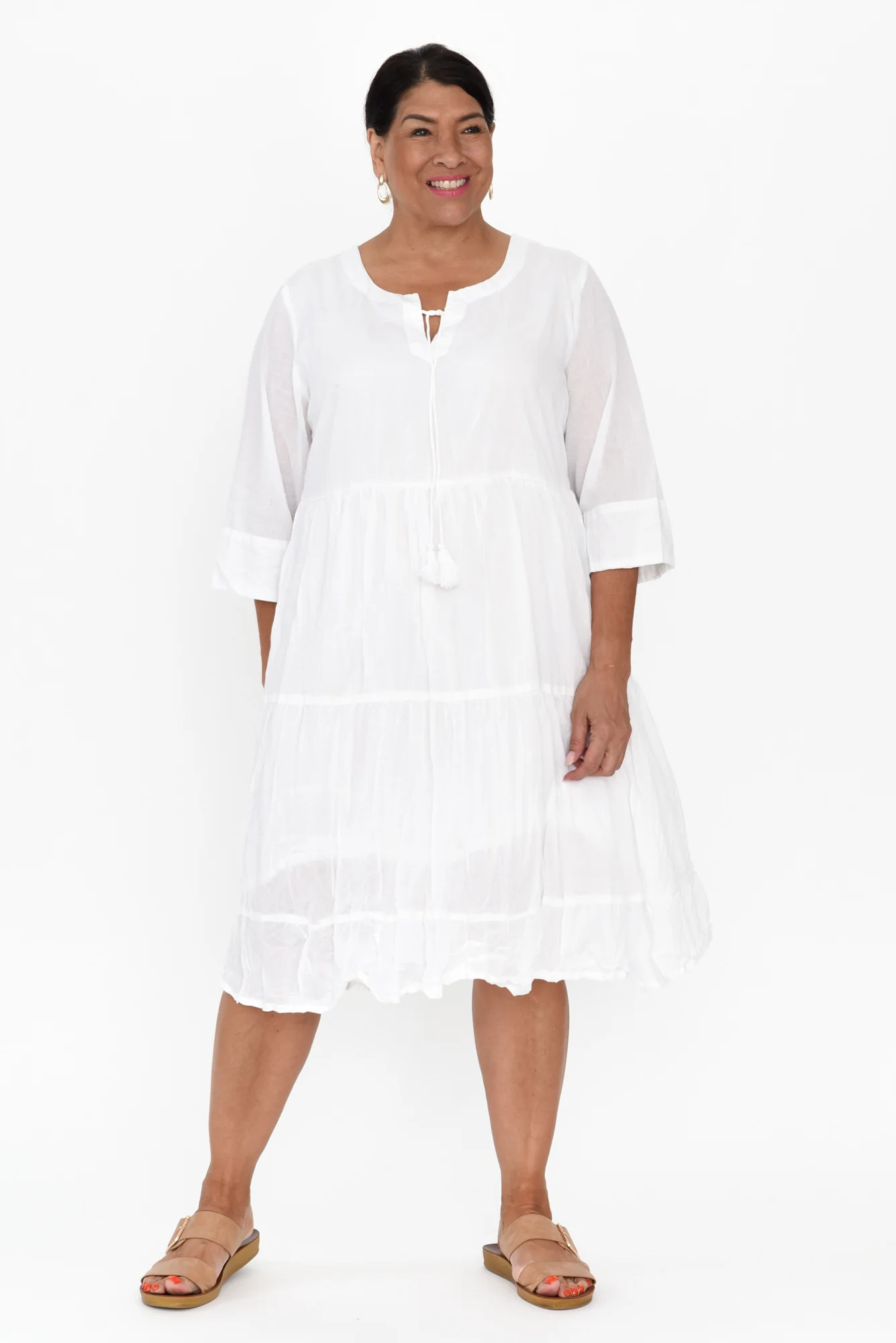 Milana White Crinkle Cotton Dress