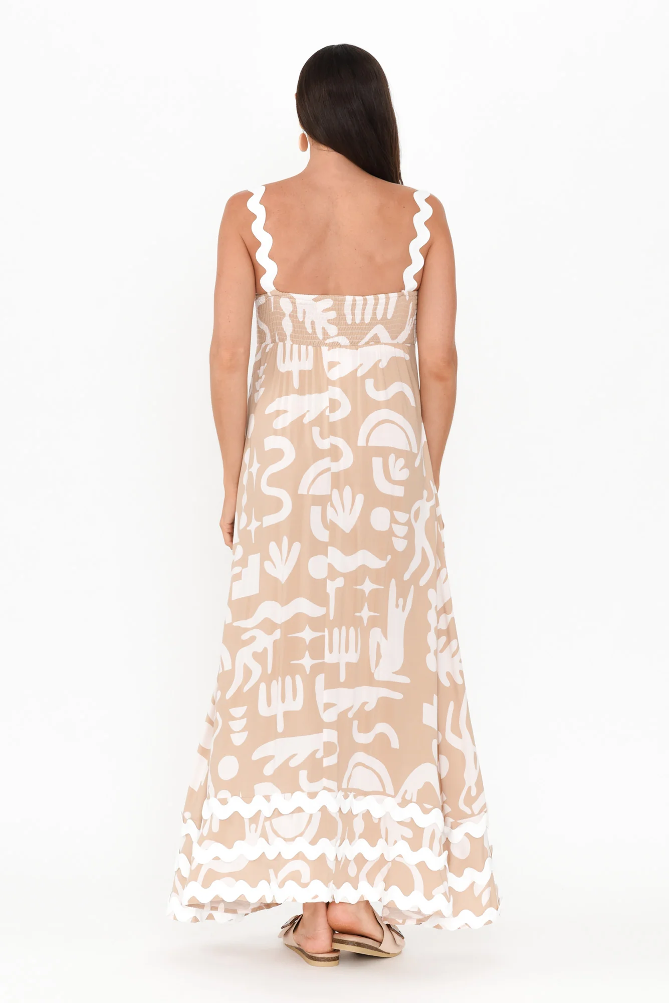 Eda Beige Abstract Maxi Dress