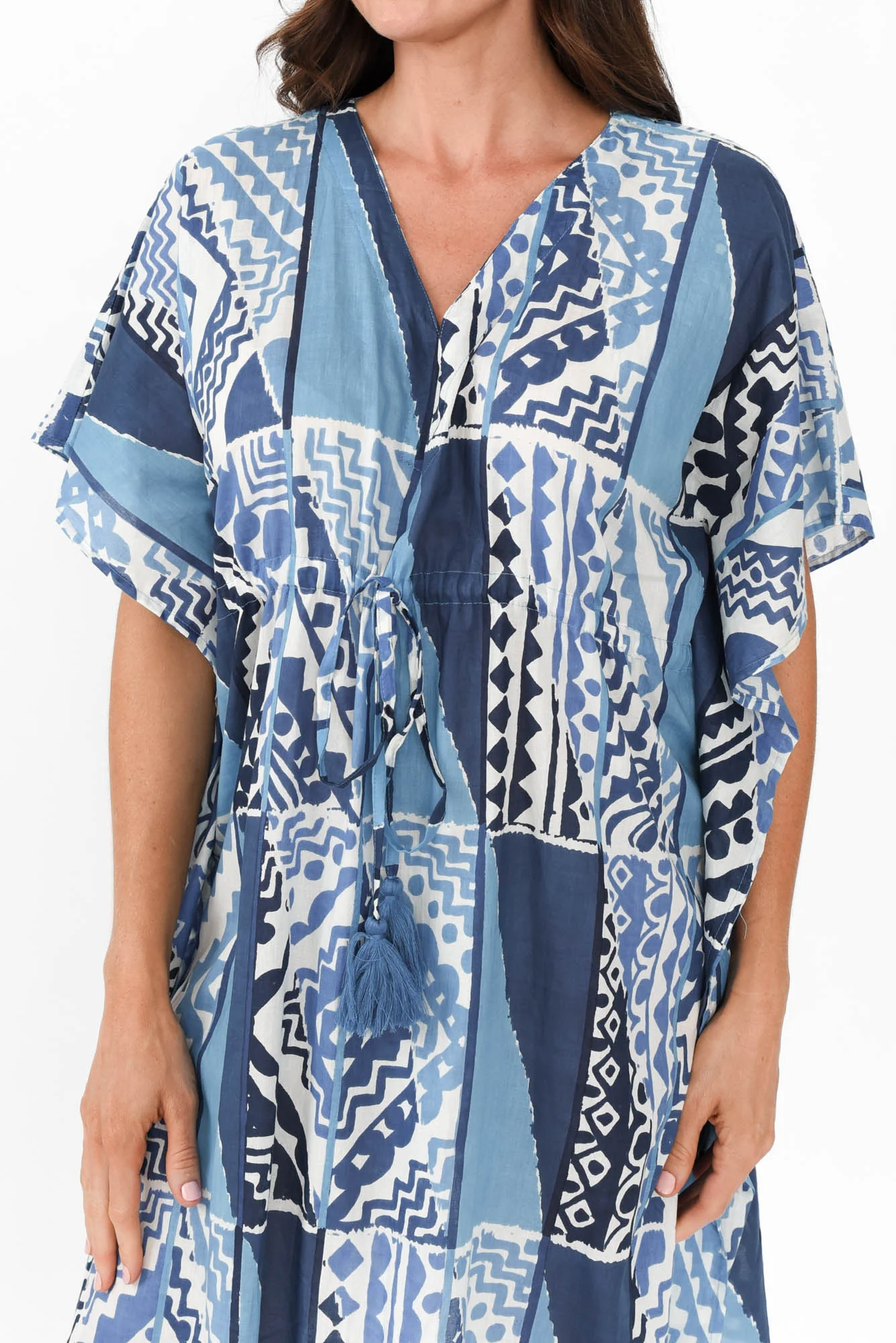 Isabel Blue Motif Cotton Kaftan