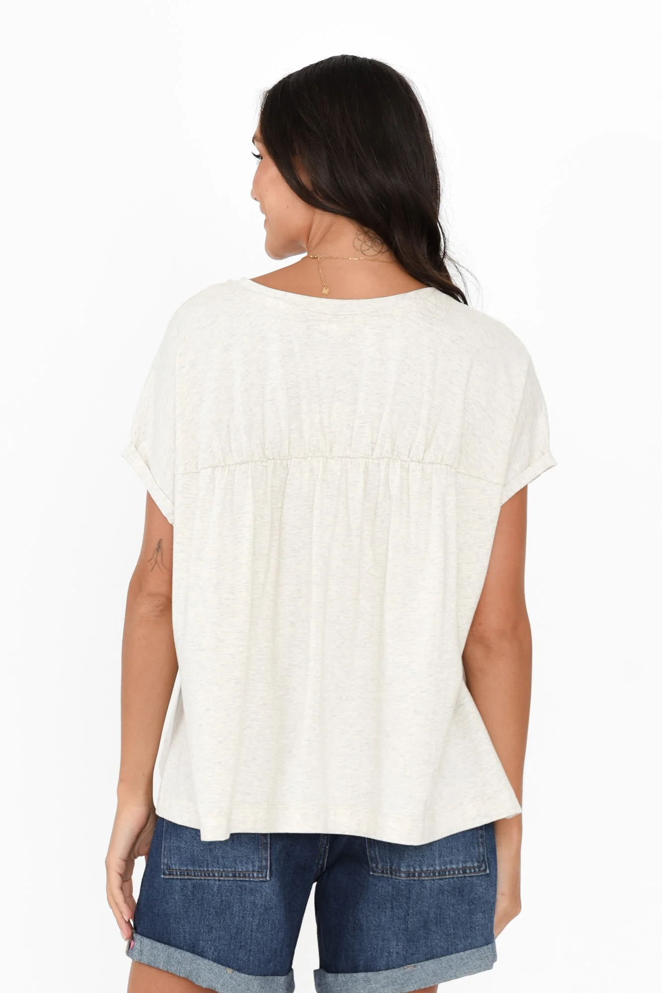 Anabeth Grey Marle Cotton Swing Top