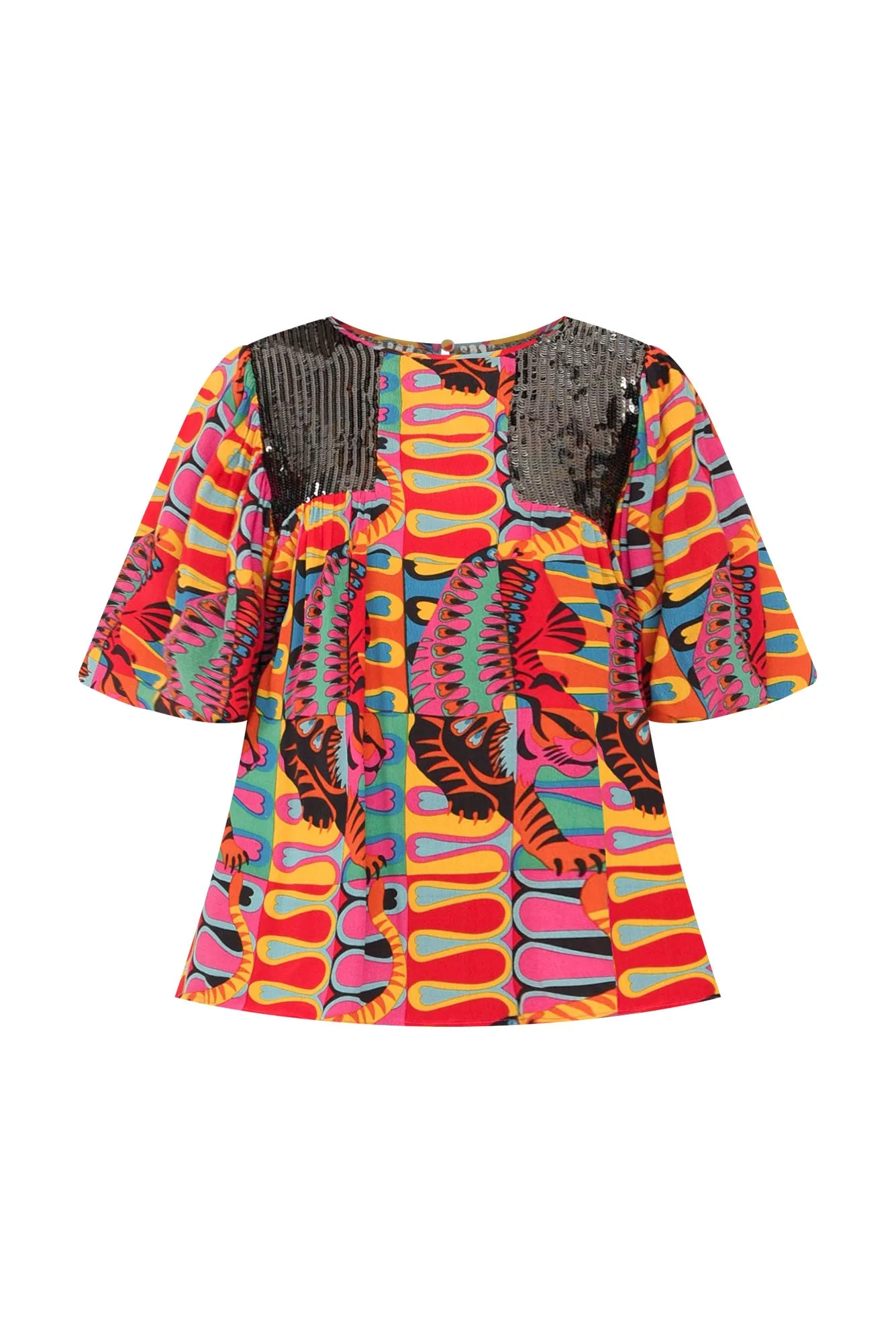 Lady Godiva Pink Abstract Sequin Blouse