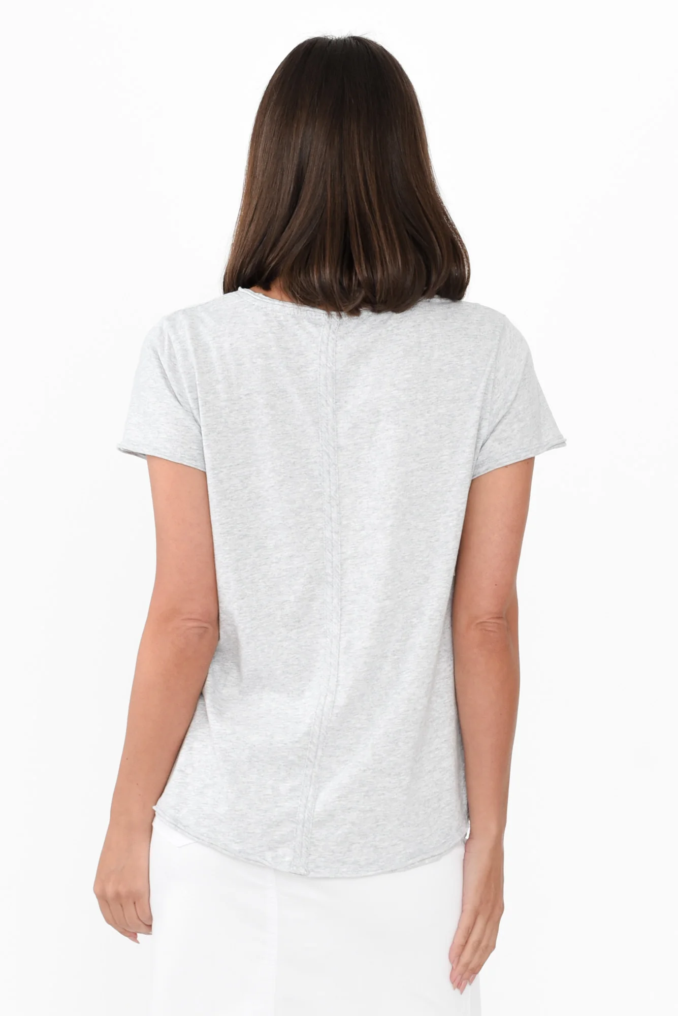 Maggie Grey Cotton Vee Tee