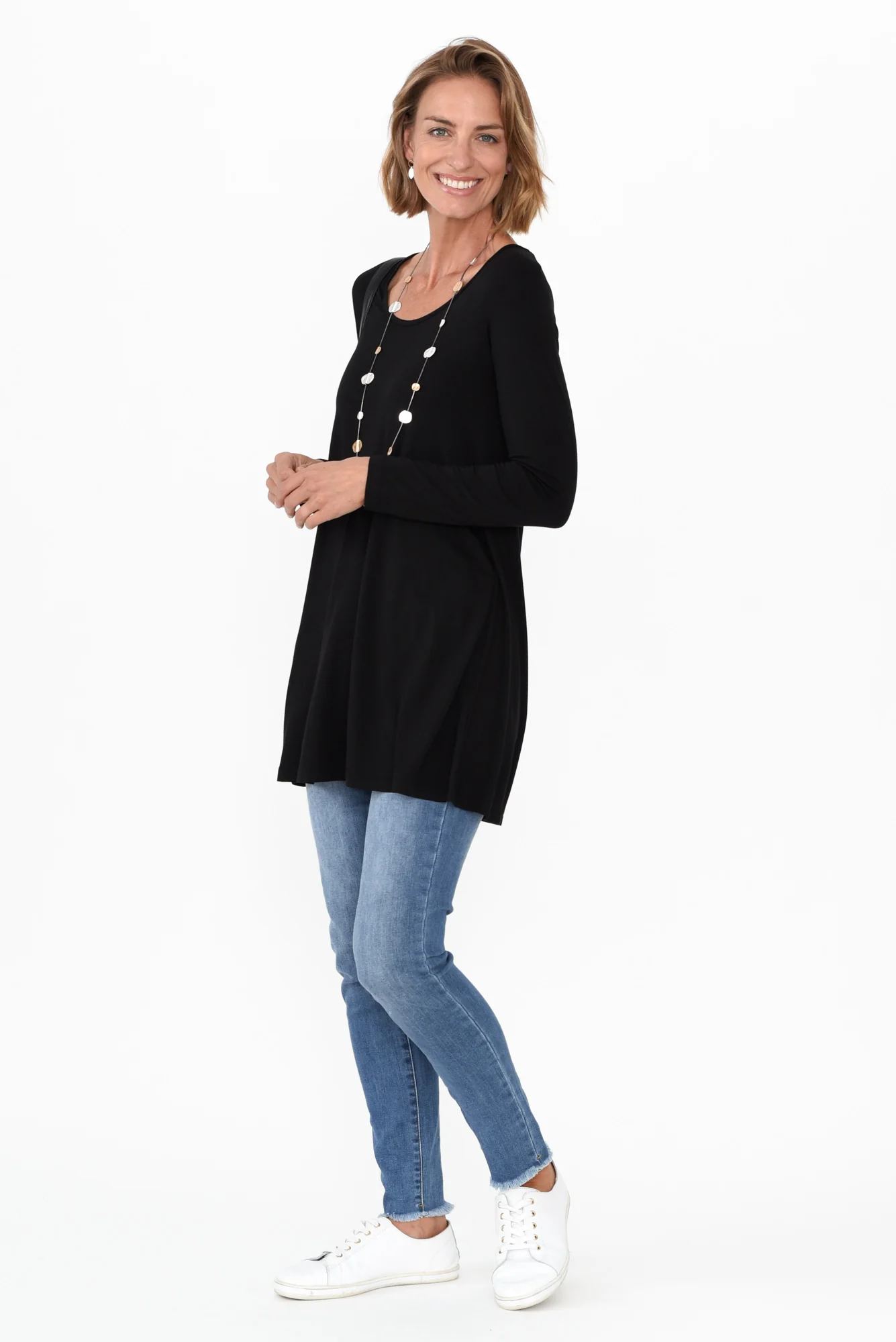 Leanne Black Bamboo Tunic Top