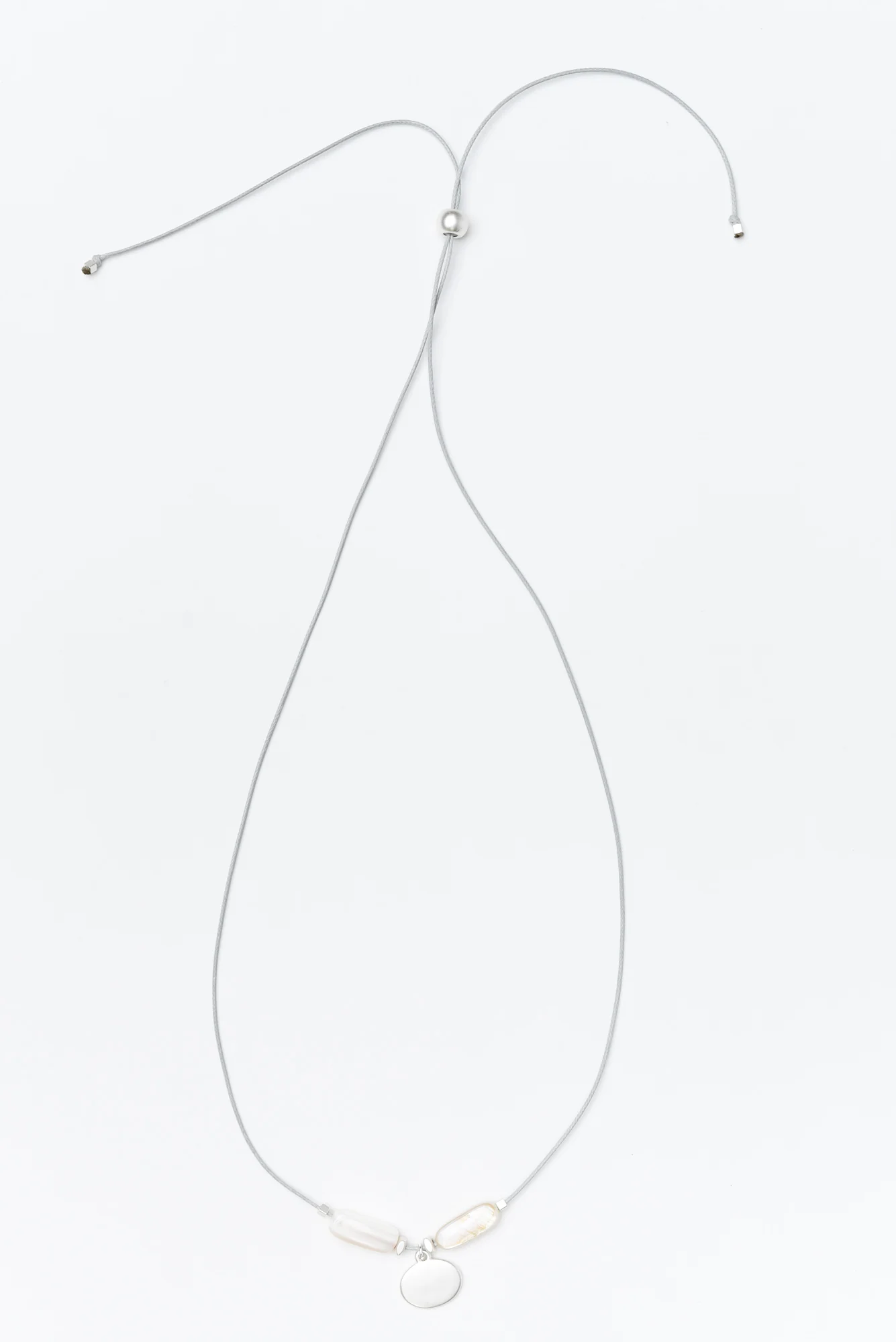 Arica Silver Oval Beaded Necklace