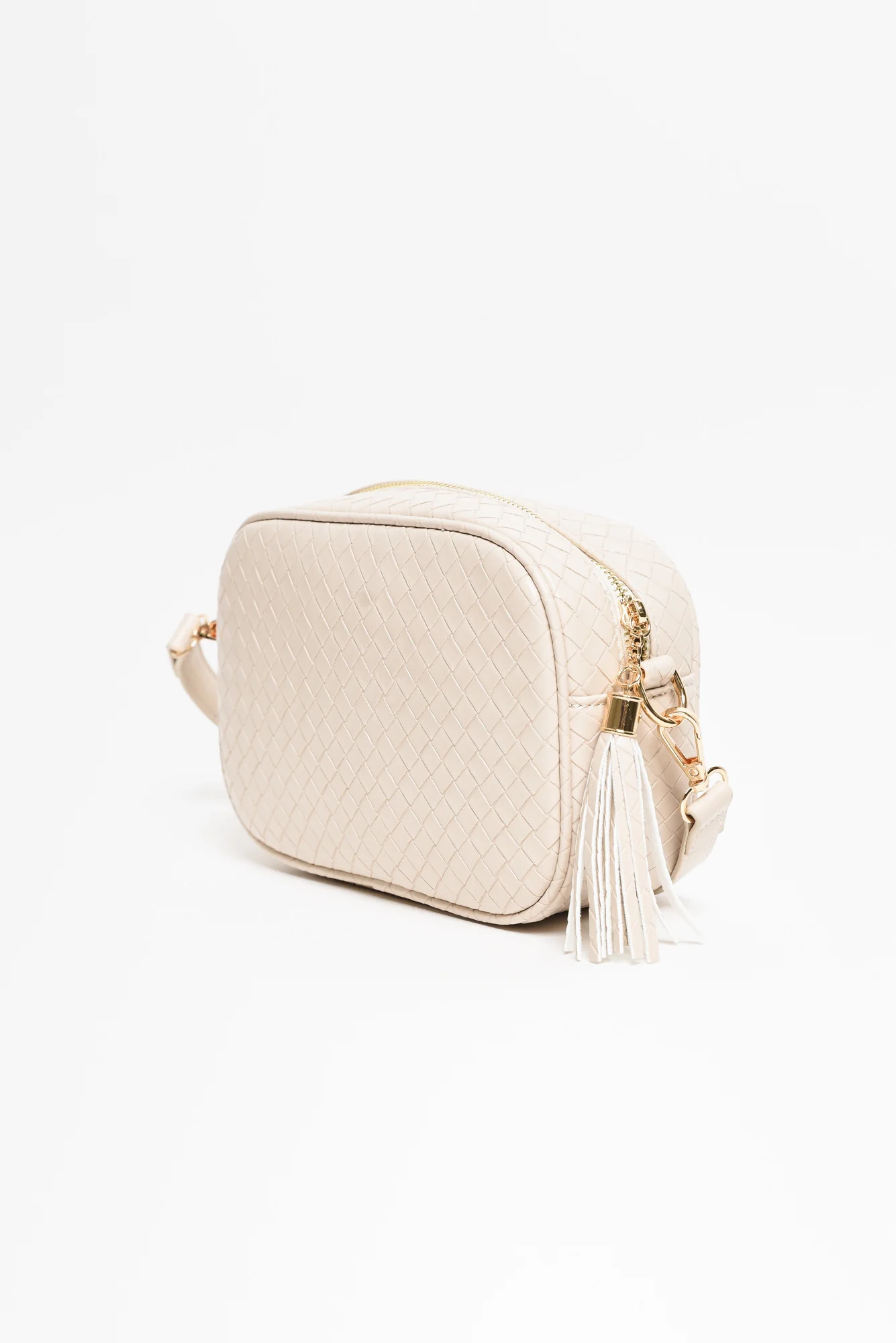 Disco Cream Woven Crossbody Bag
