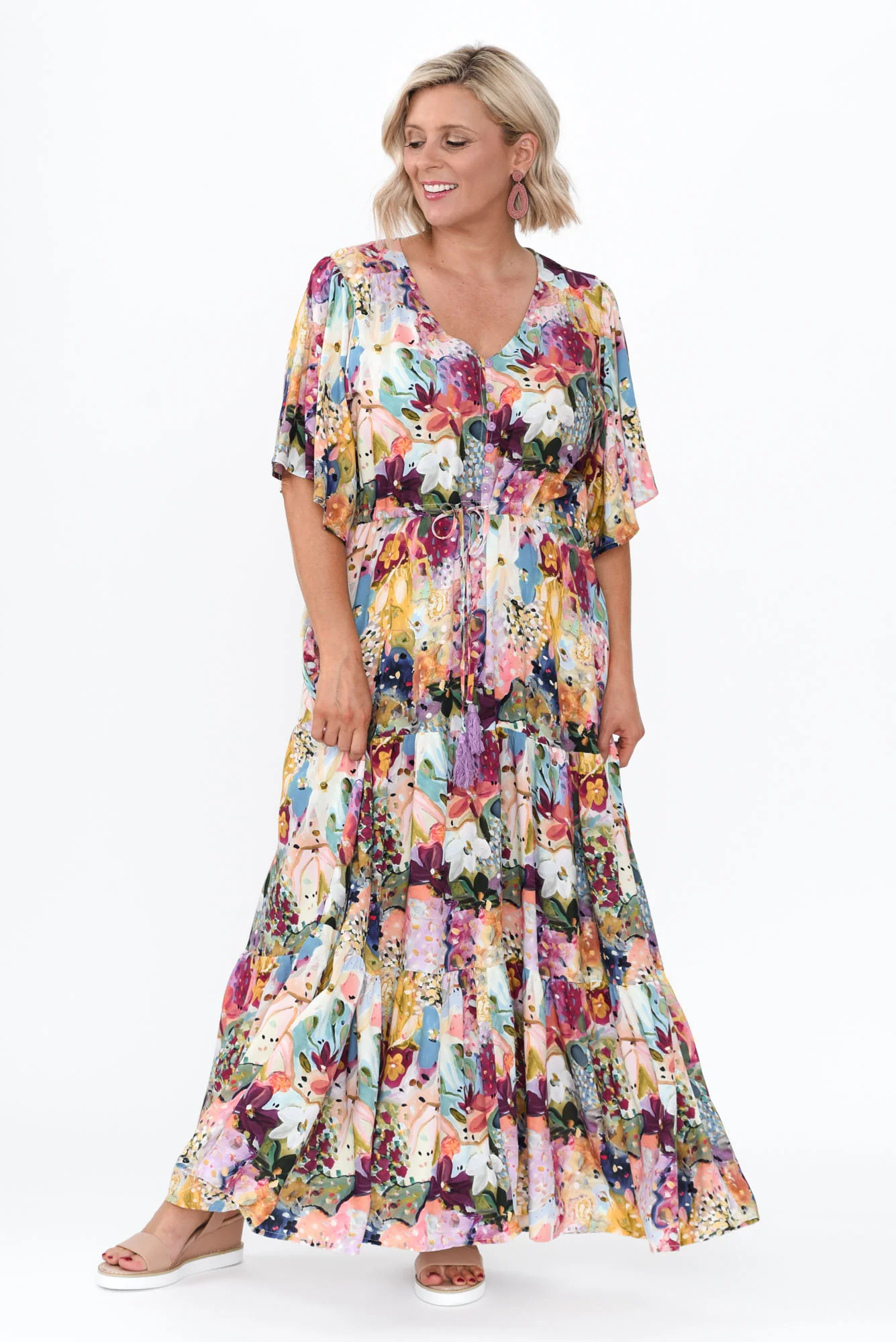 Quinne Purple Floral Tier Dress