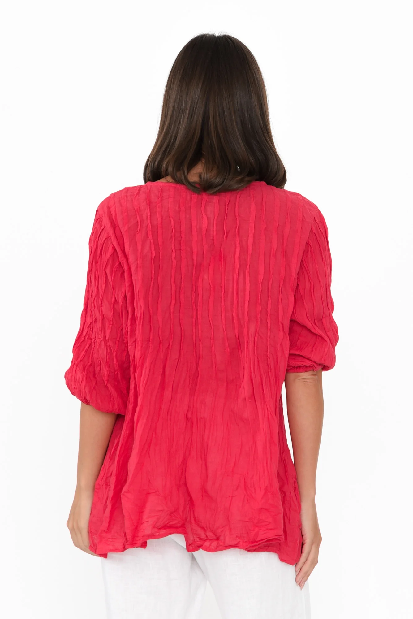 Selma Berry Crinkle Cotton Top