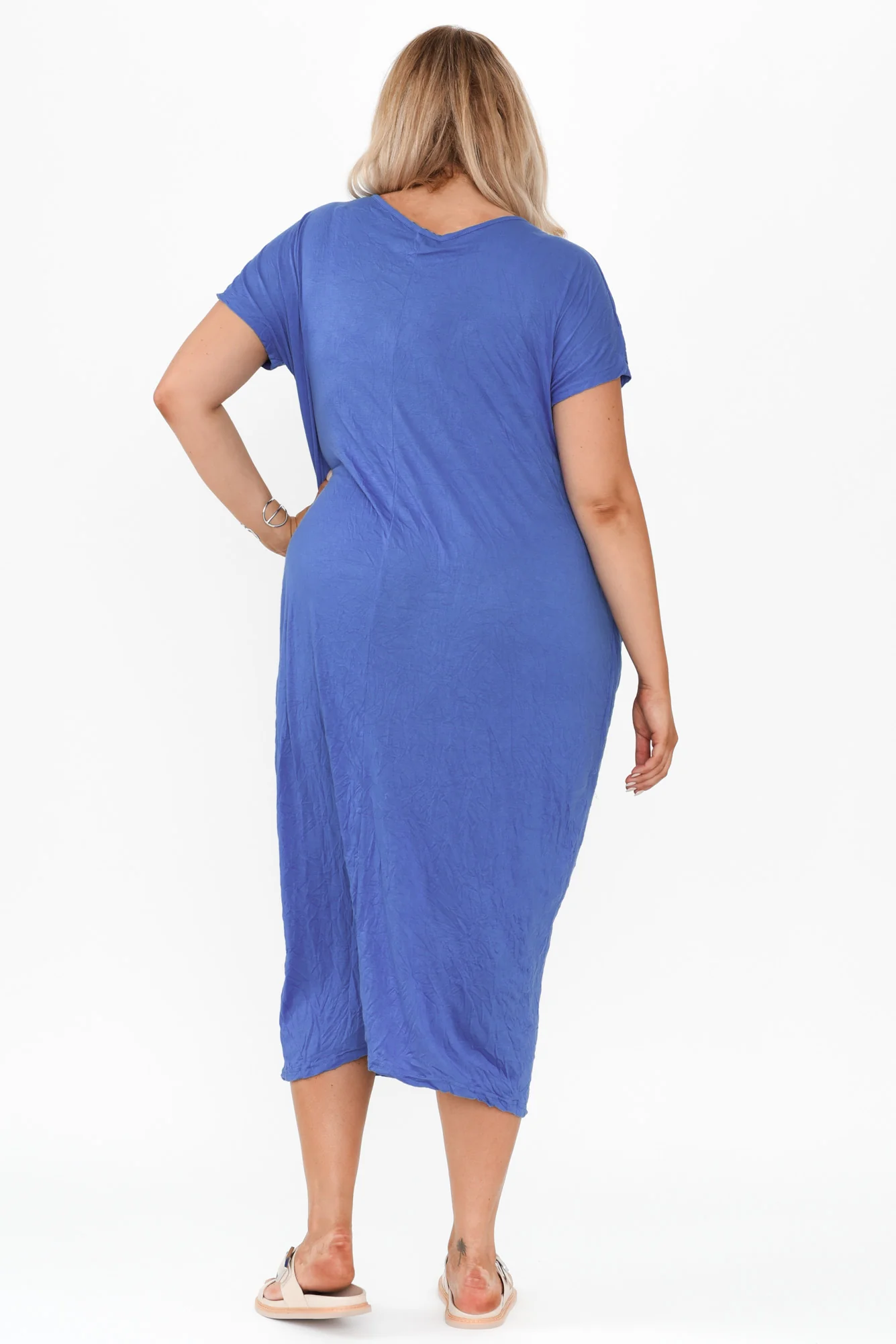 Travel Cobalt Crinkle Cotton Maxi Dress