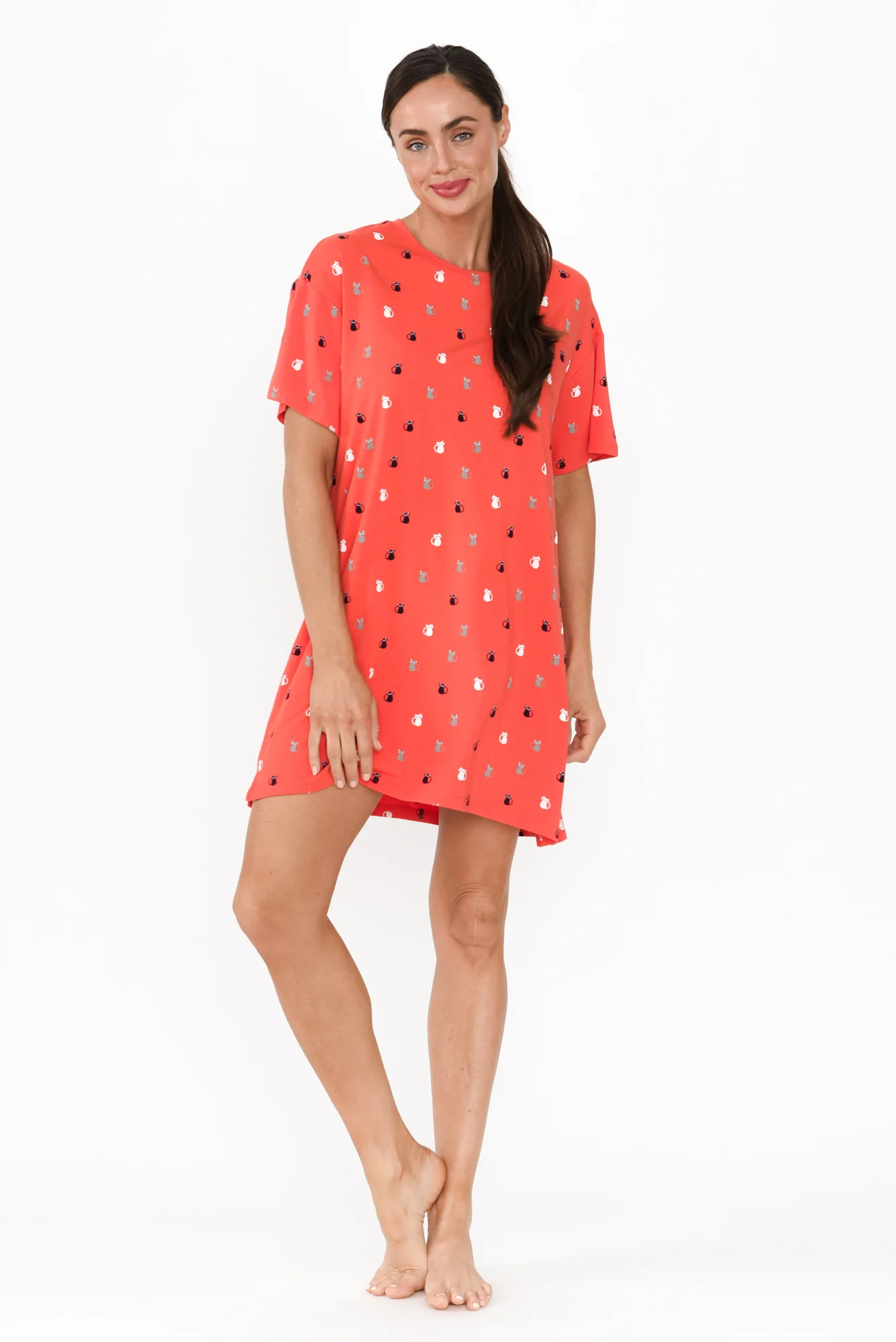 Collie Coral Kitty Bamboo Nightie