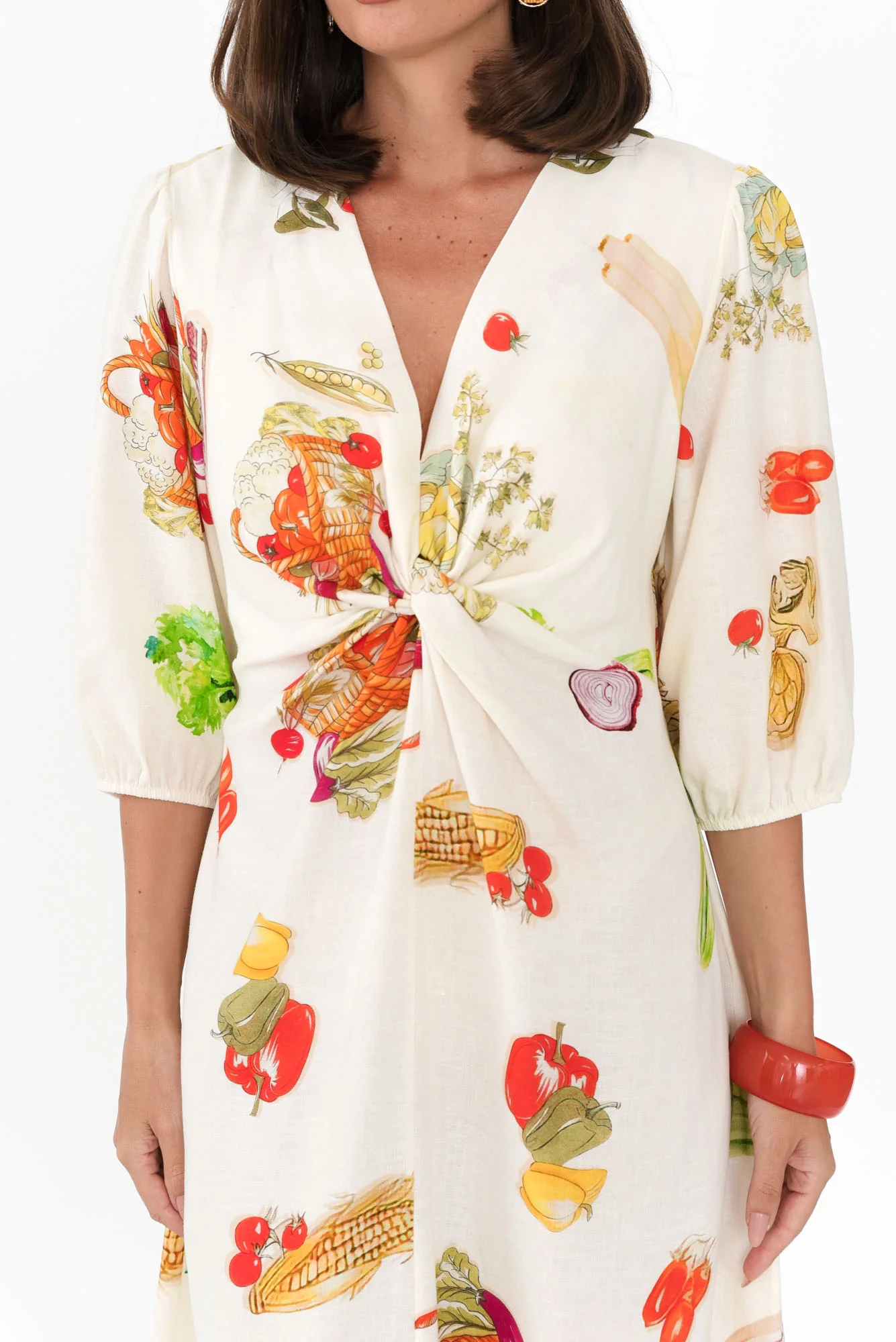 Jiselle White Harvest Linen Blend Dress