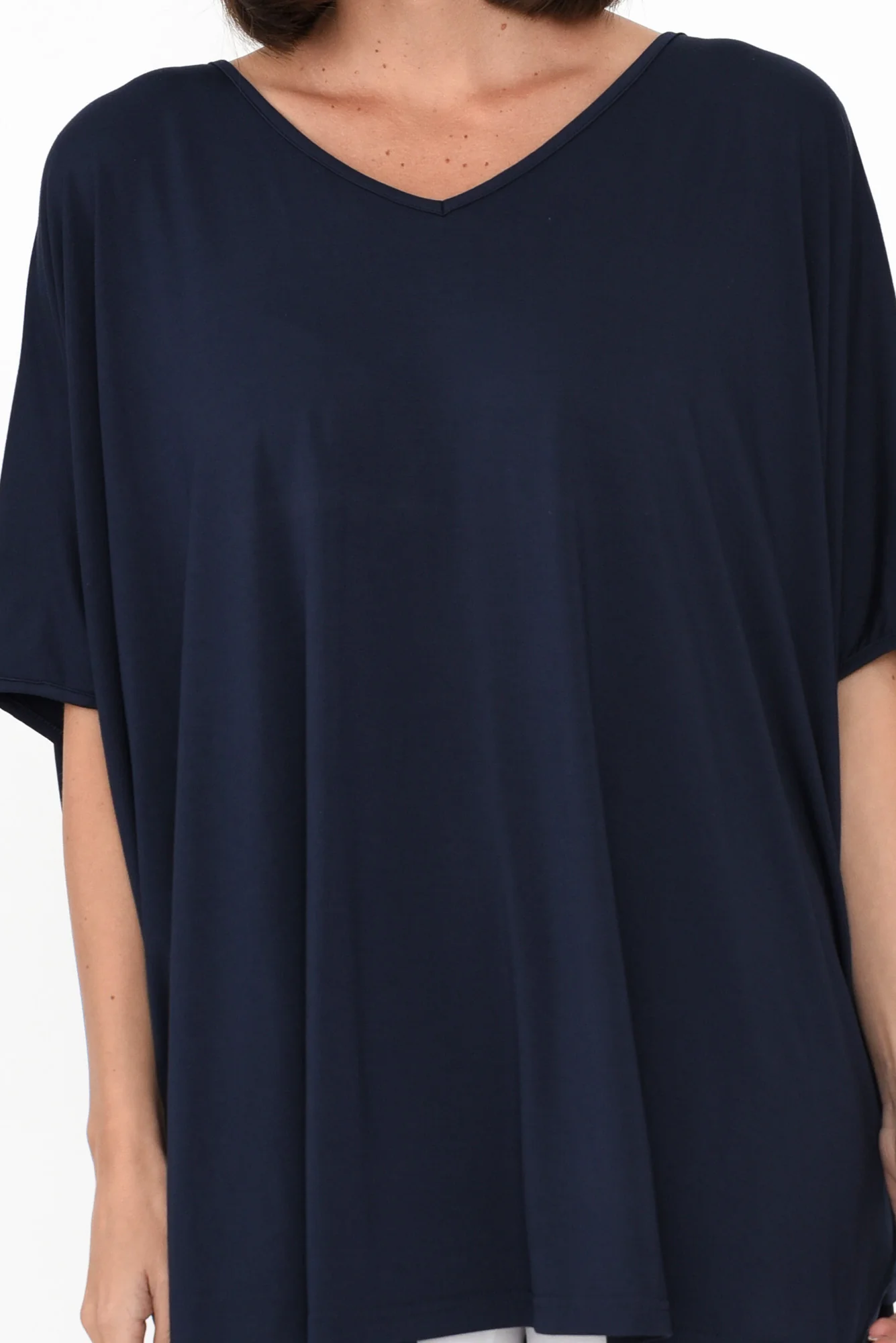 Emory Navy Bamboo Hi Lo Batwing Top