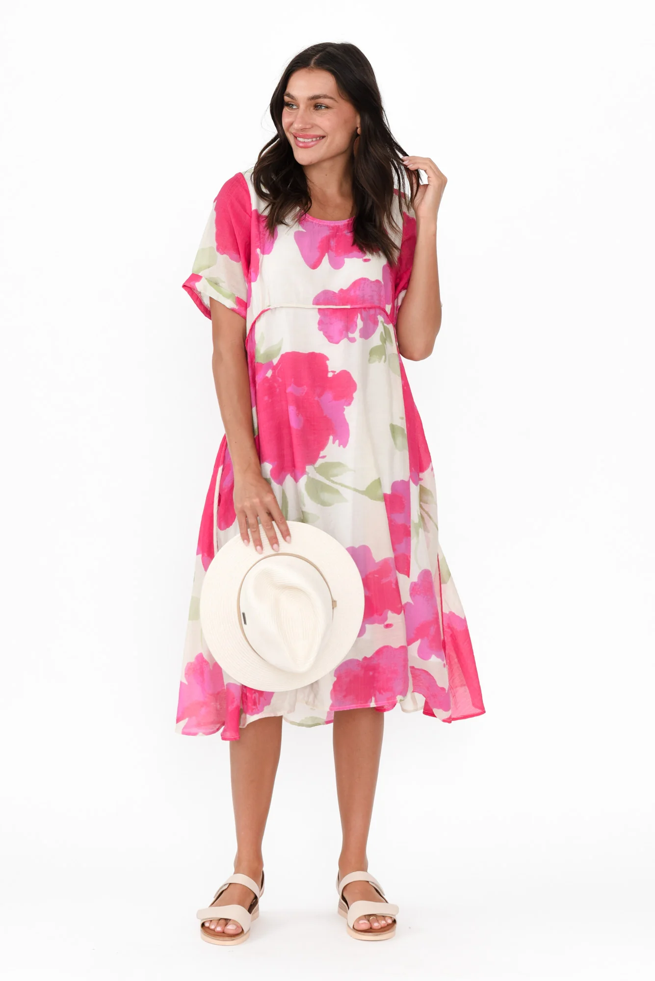 Sora Pink Floral Crescent Dress