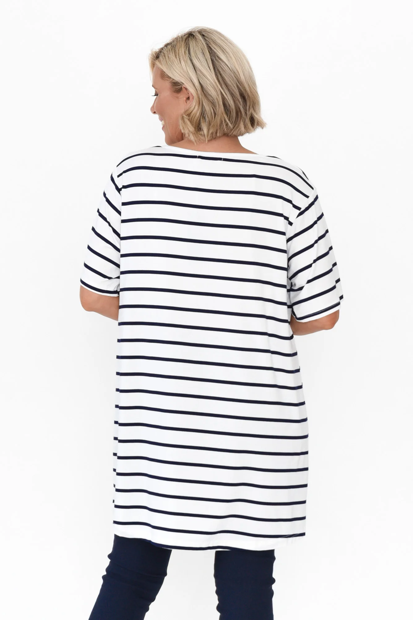 Novella White Stripe Bamboo Top
