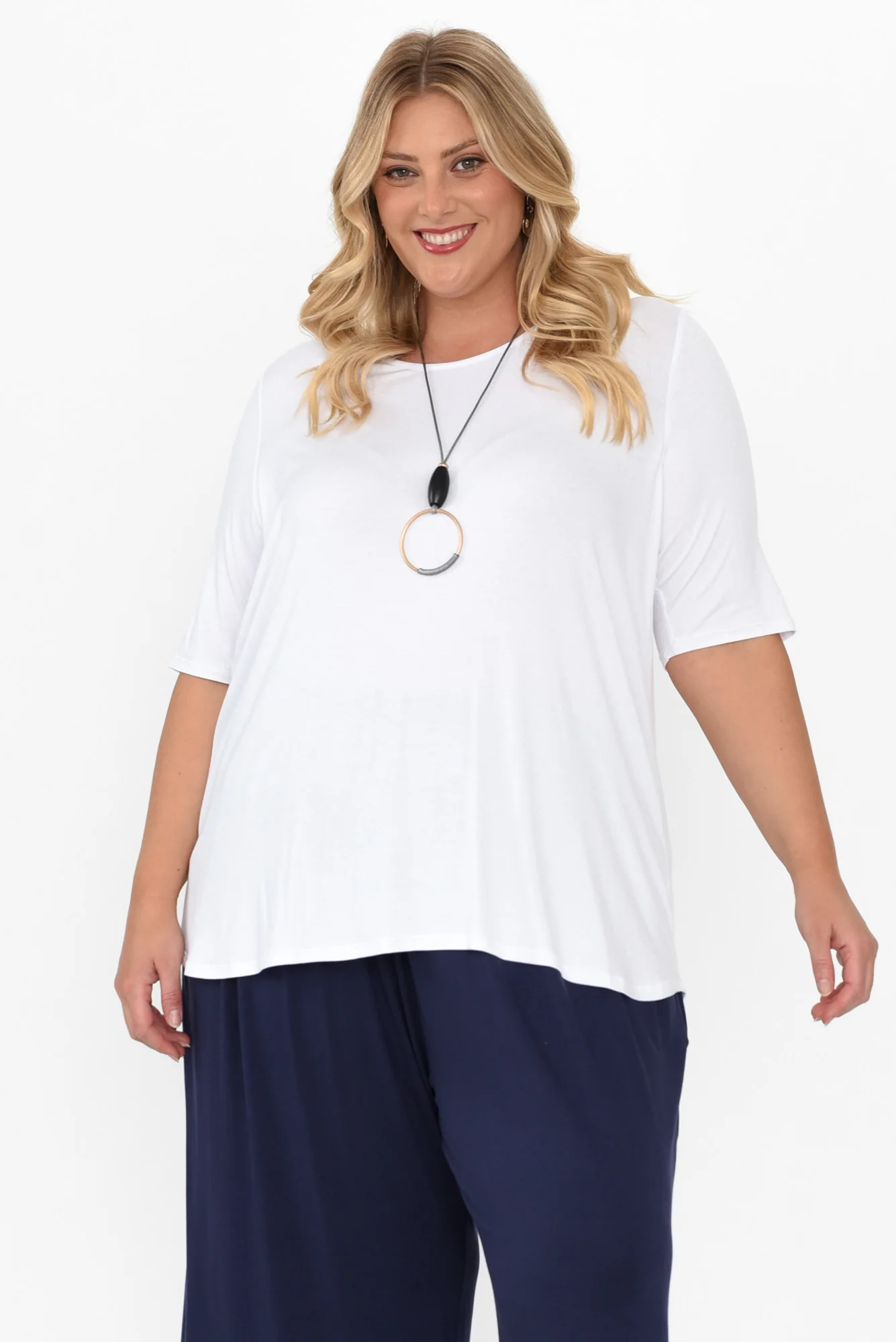 Maya White Half Sleeve Tee