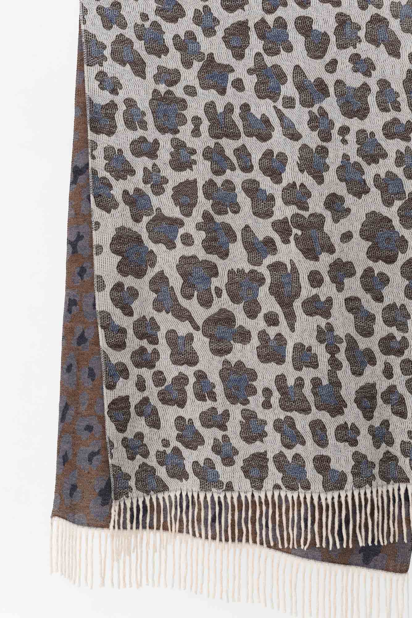 Marwa Brown Leopard Tassel Scarf
