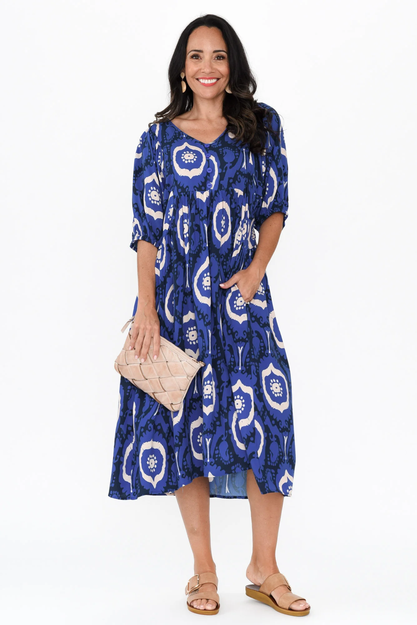 Pansy Blue Paisley Pocket Dress