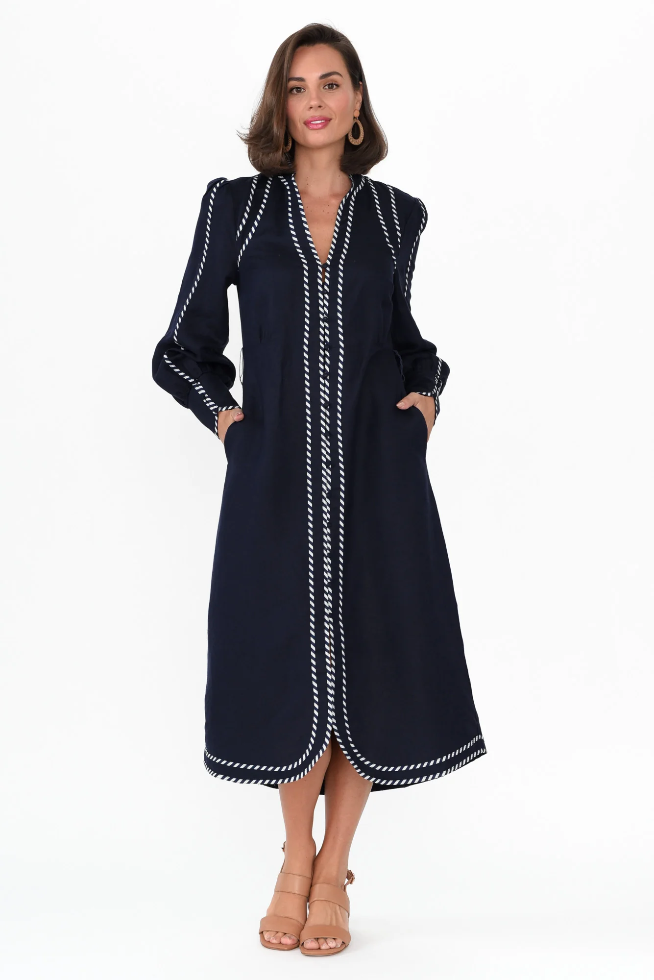 Nova Navy Ink Linen Blend Dress