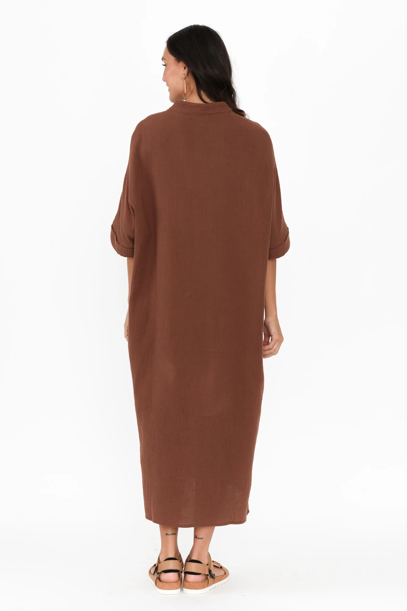 Juniper Mocha Cotton Cheesecloth Dress