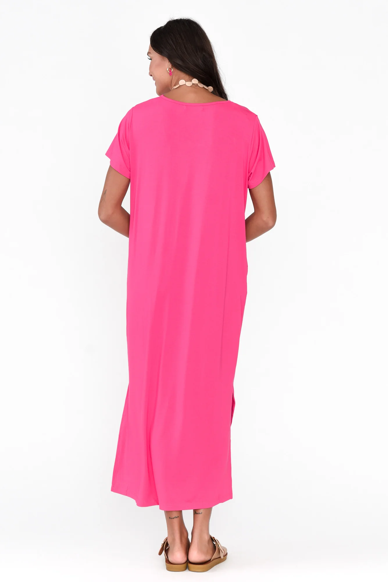 Jena Hot Pink Bamboo Maxi Dress