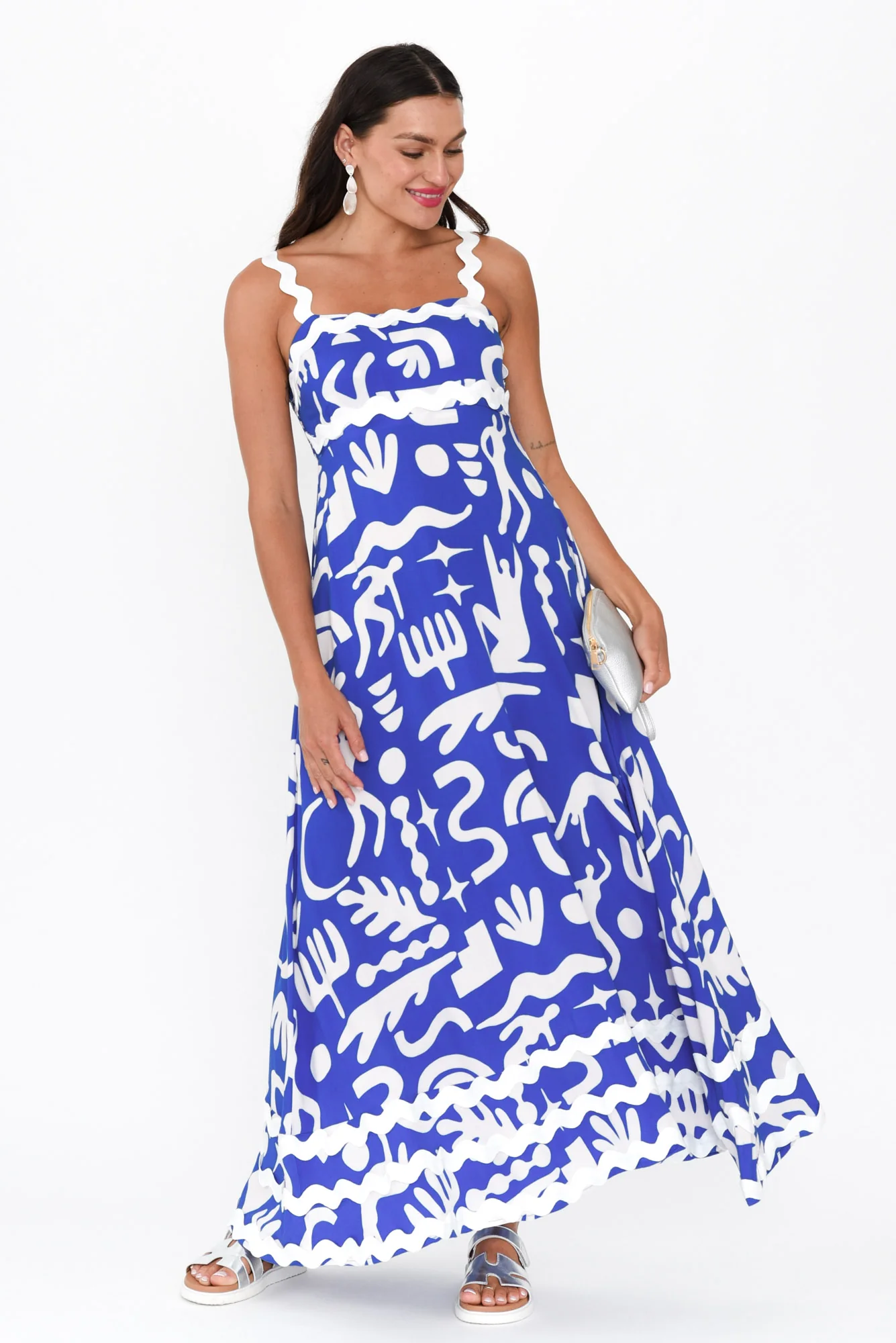 Eda Blue Abstract Maxi Dress