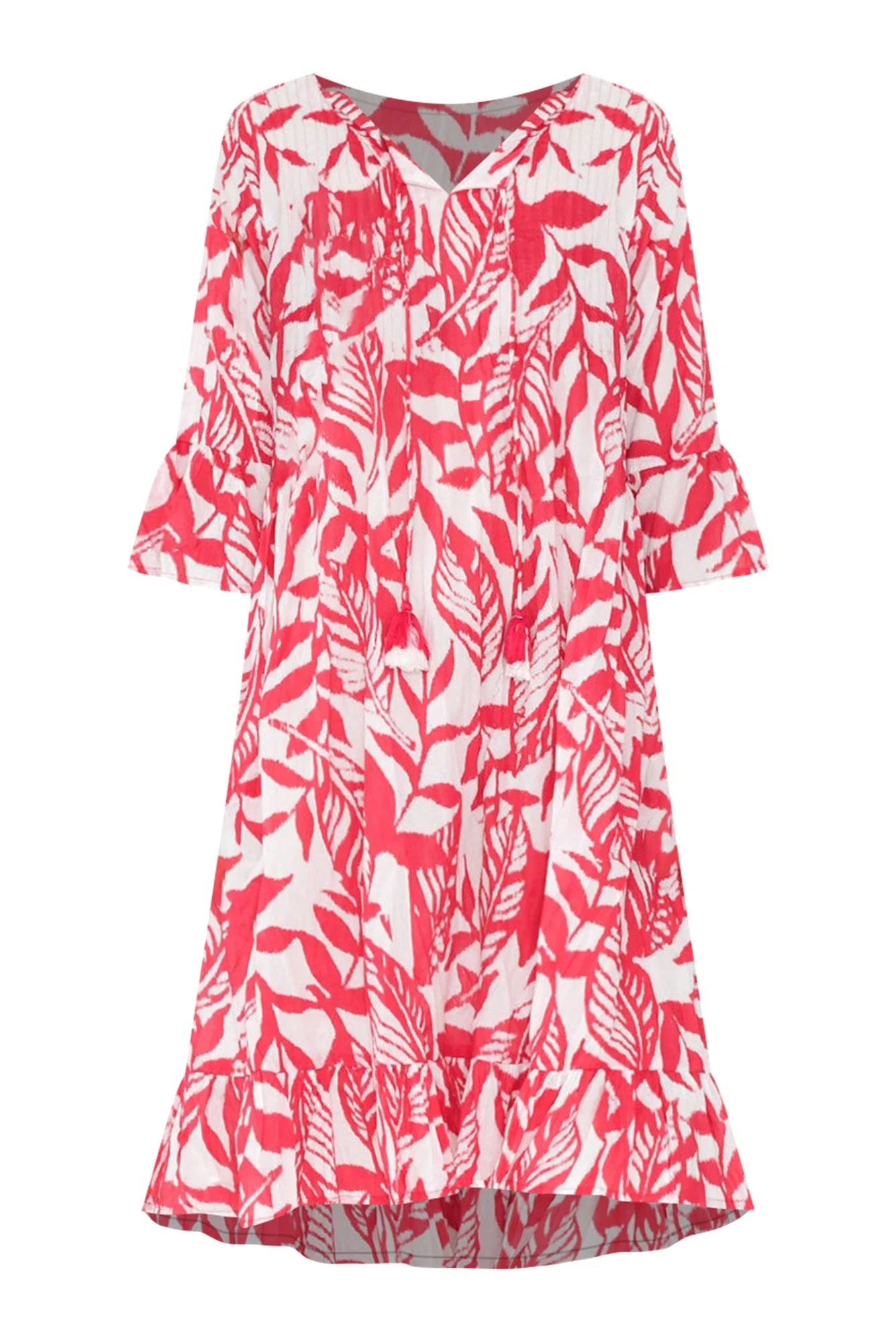 Samy Pink Tropical Cotton Tassel Dress